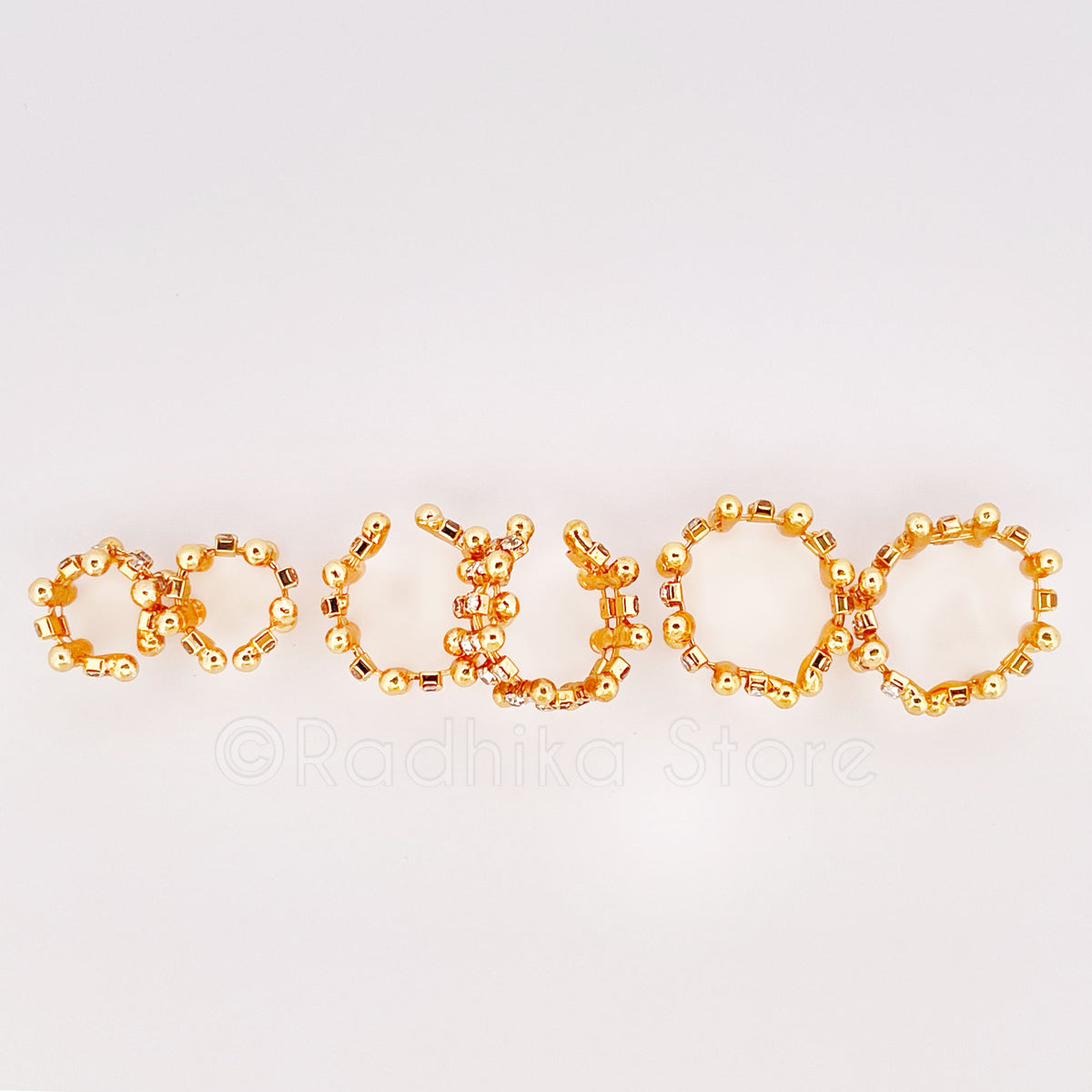 Golden Rhinestone Deity Ankle Bell Set - Choose Size