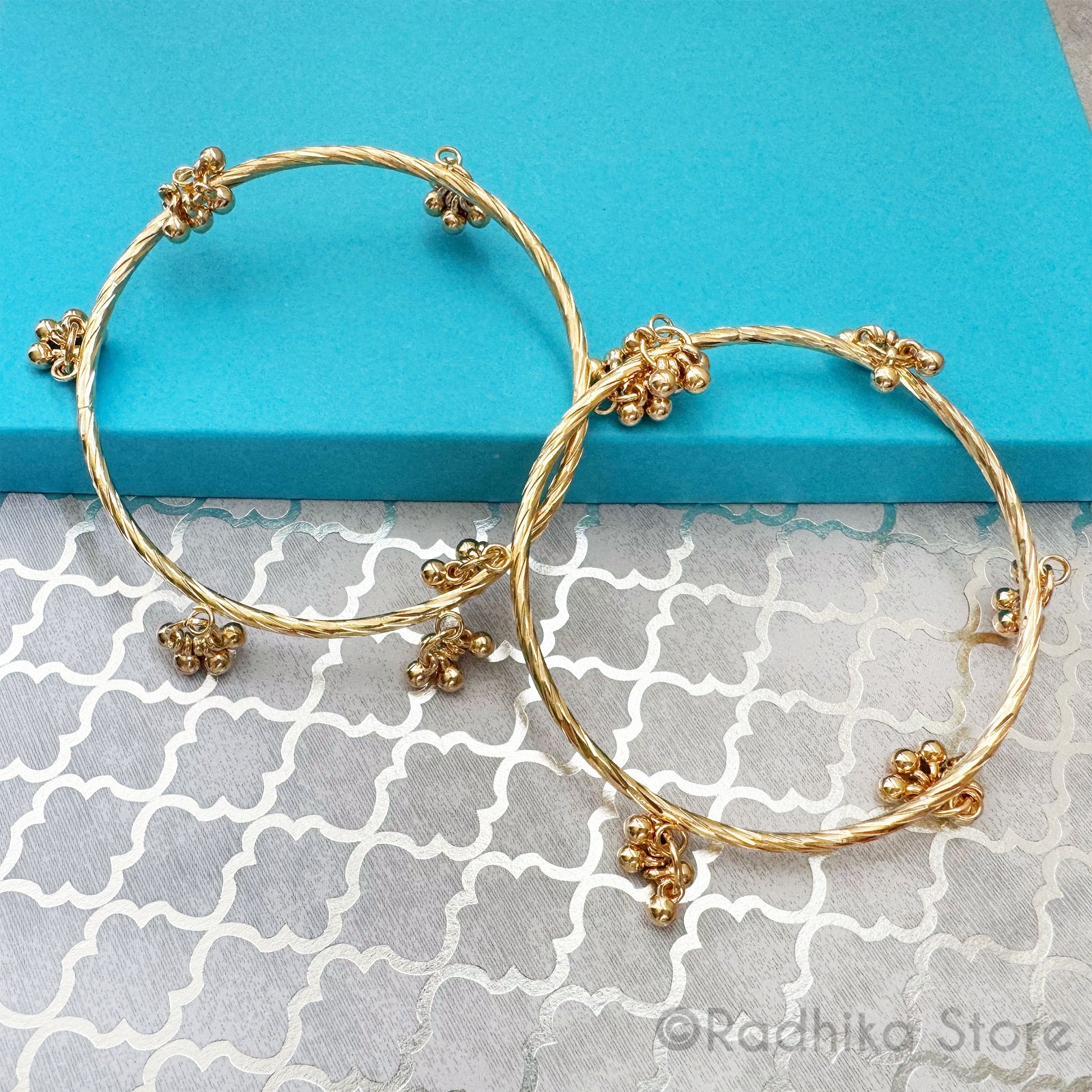 Golden Jhumka - Chum Chums- Large Deity-Bangles Set of 2