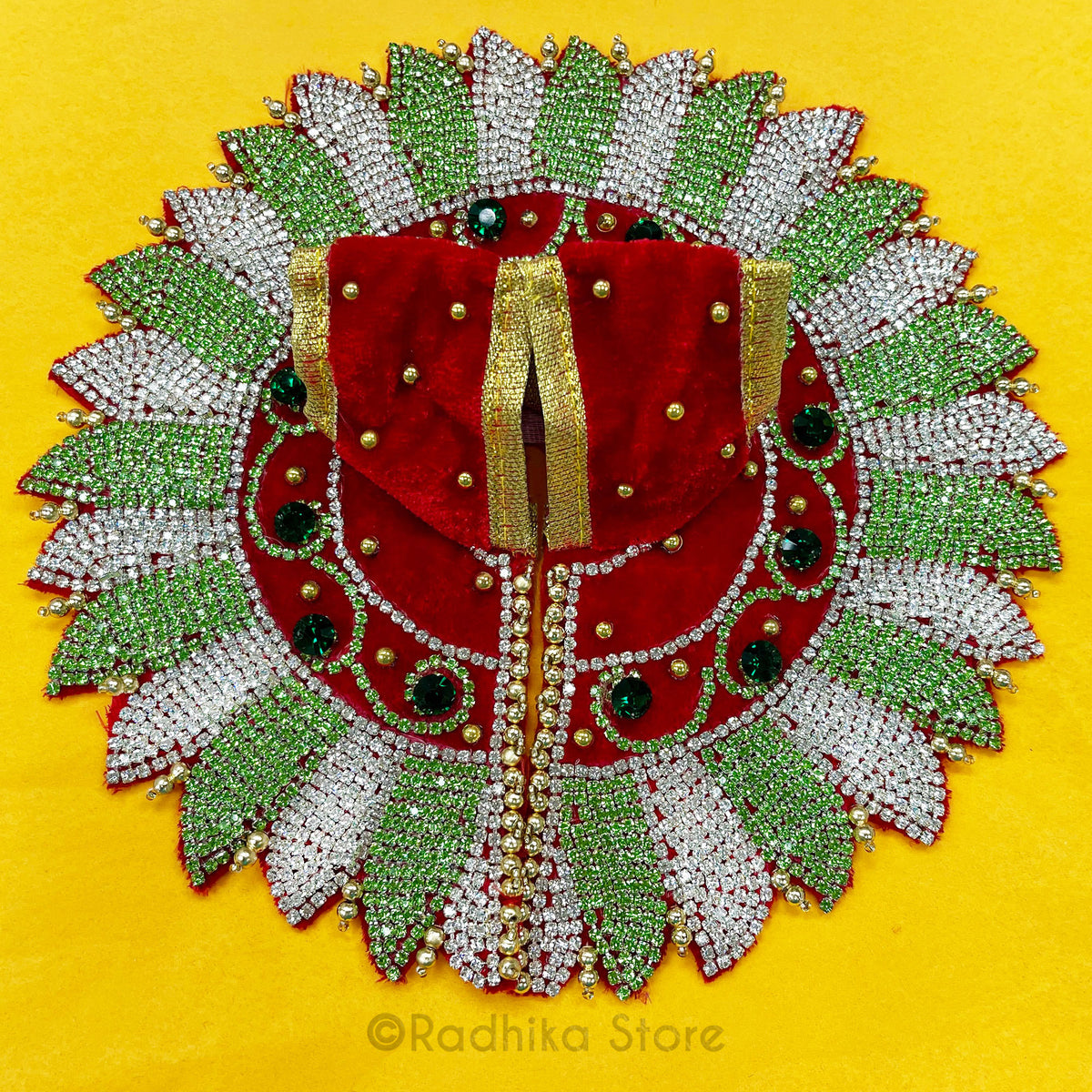 Pavan Sarovara Sparkeling Lotus - on Red Velvet - Laddu Gopal Outfit