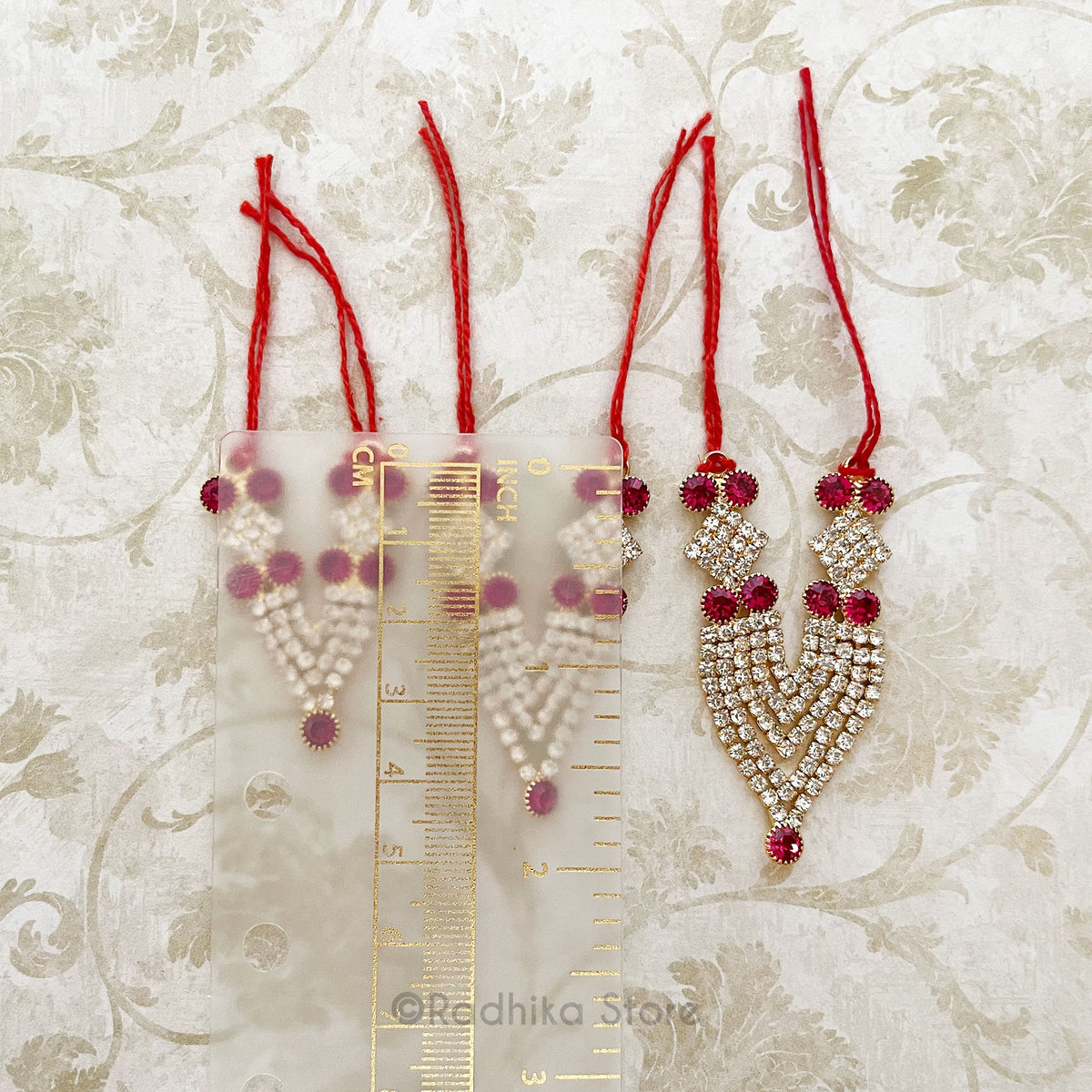 Diamonds Are For Krishna - Fuchsia -  Multi Strand Rhinestone Deity Necklace