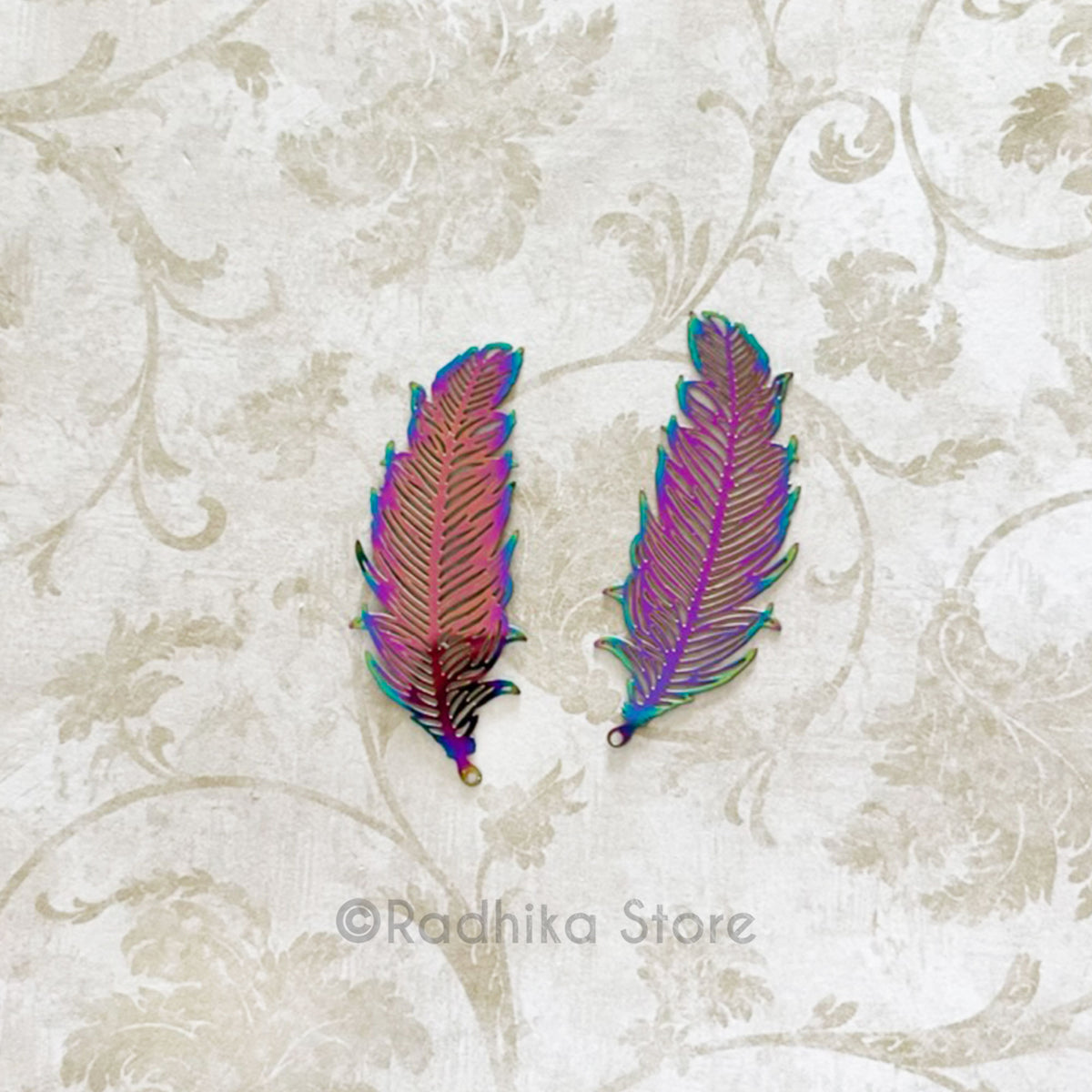 Oxidized Metal Feather Set Of 2