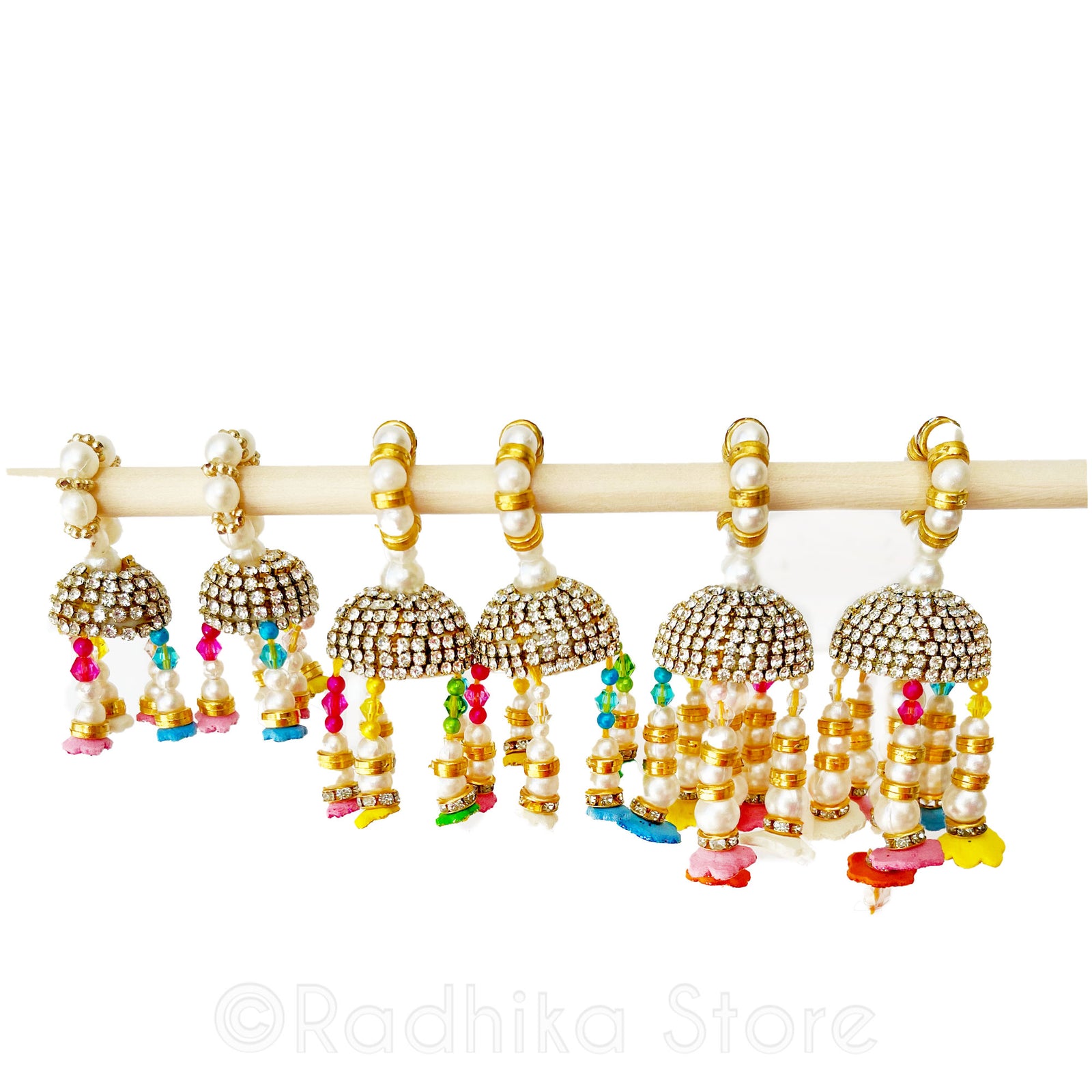 Vrindavan Flower Bell Bangles - Multi Color - Set of 2