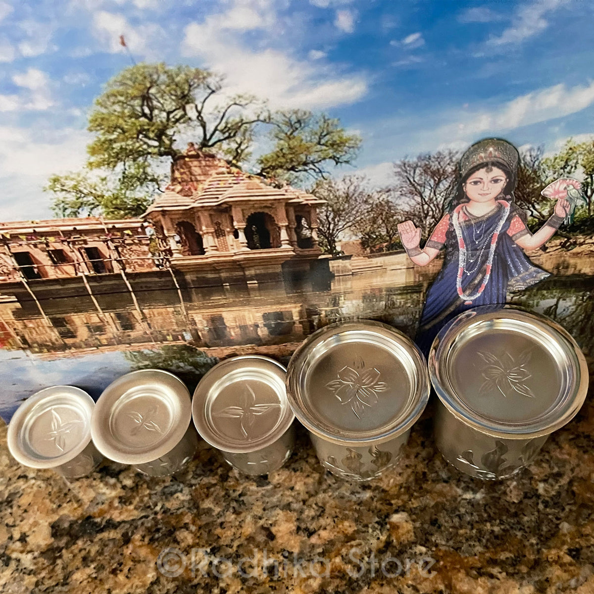 Silver Deity Water Cups  Dolphin Splash Design - Best Quality