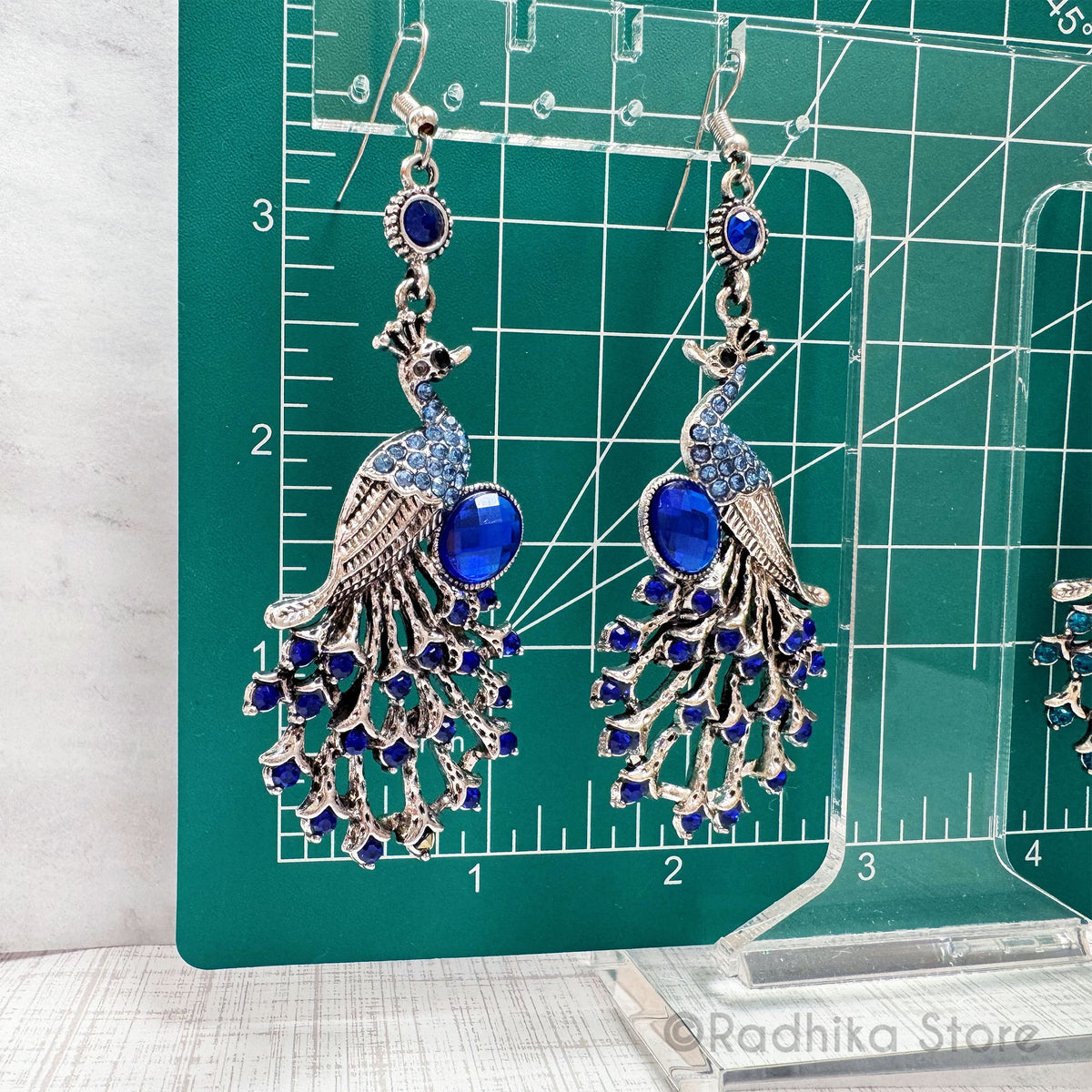 Crystal Silvery Peacocks - Earrings