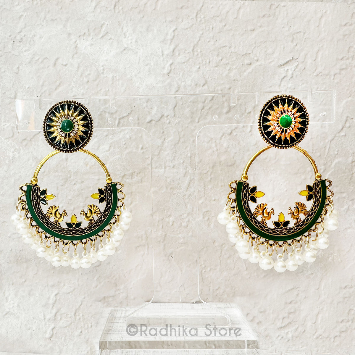 Peacocks Go Round Pearl Jhumka - Earrings