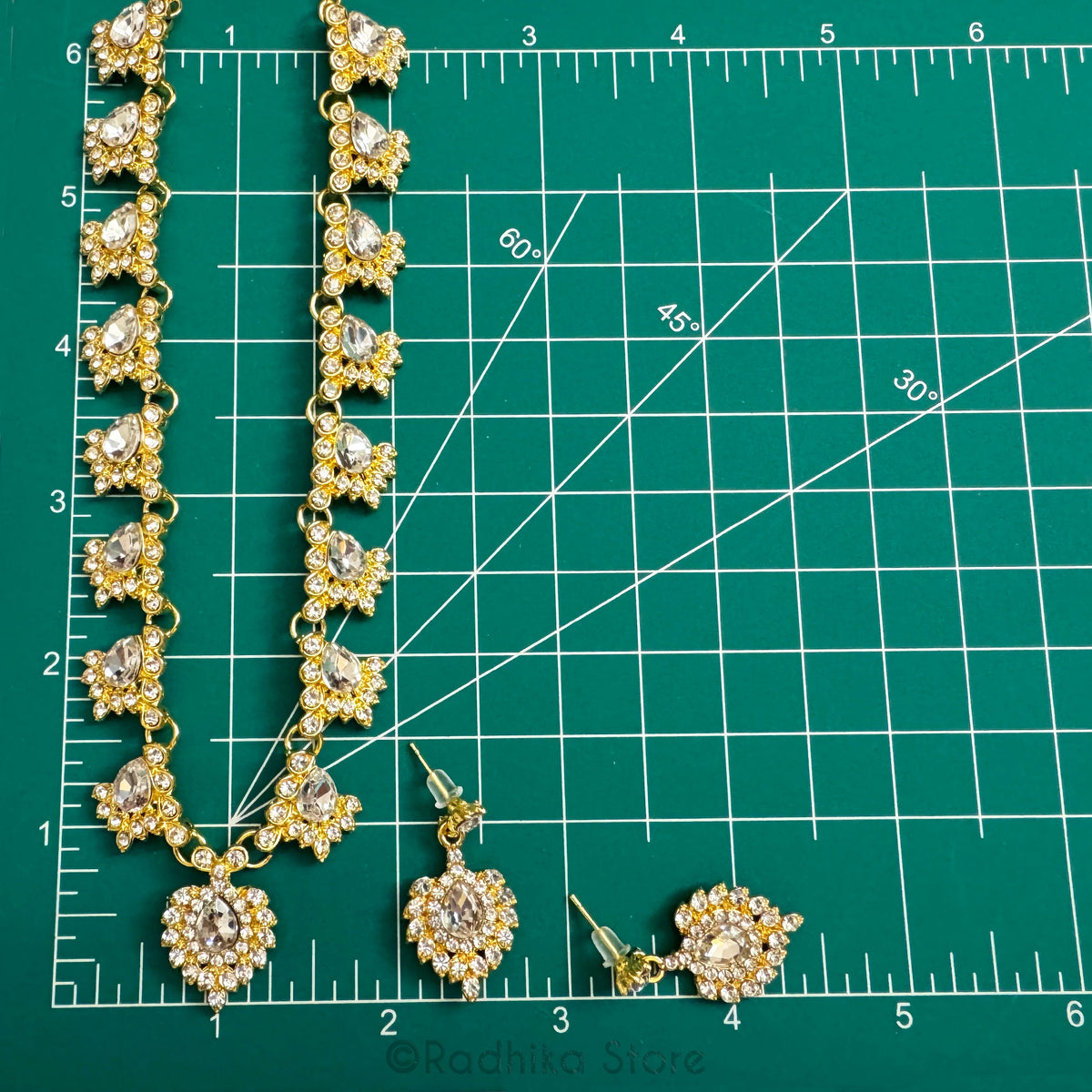 Jeweled Peacock Plumes  Deity Necklace And Earring Set