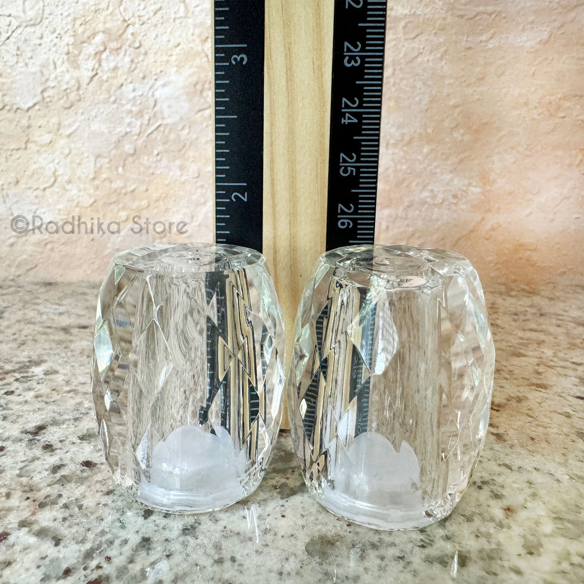 Little Crystal Barrel Shaped  Deity Salt and Pepper Shakers