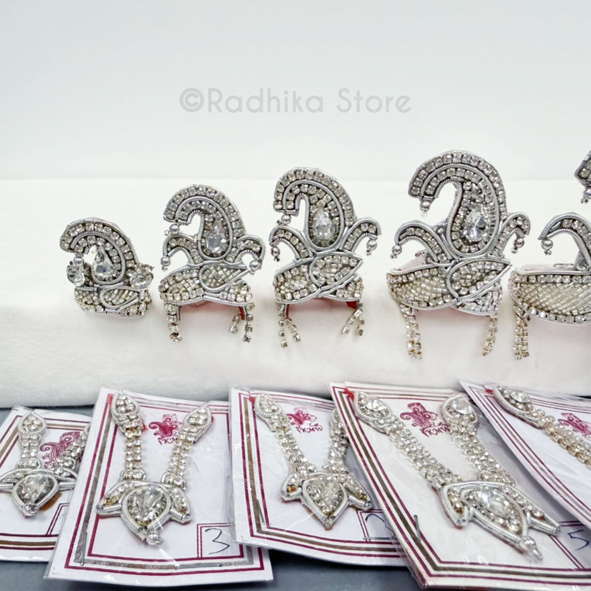 Sparkling Silver Chandrika - Deity Crown and Necklace Set