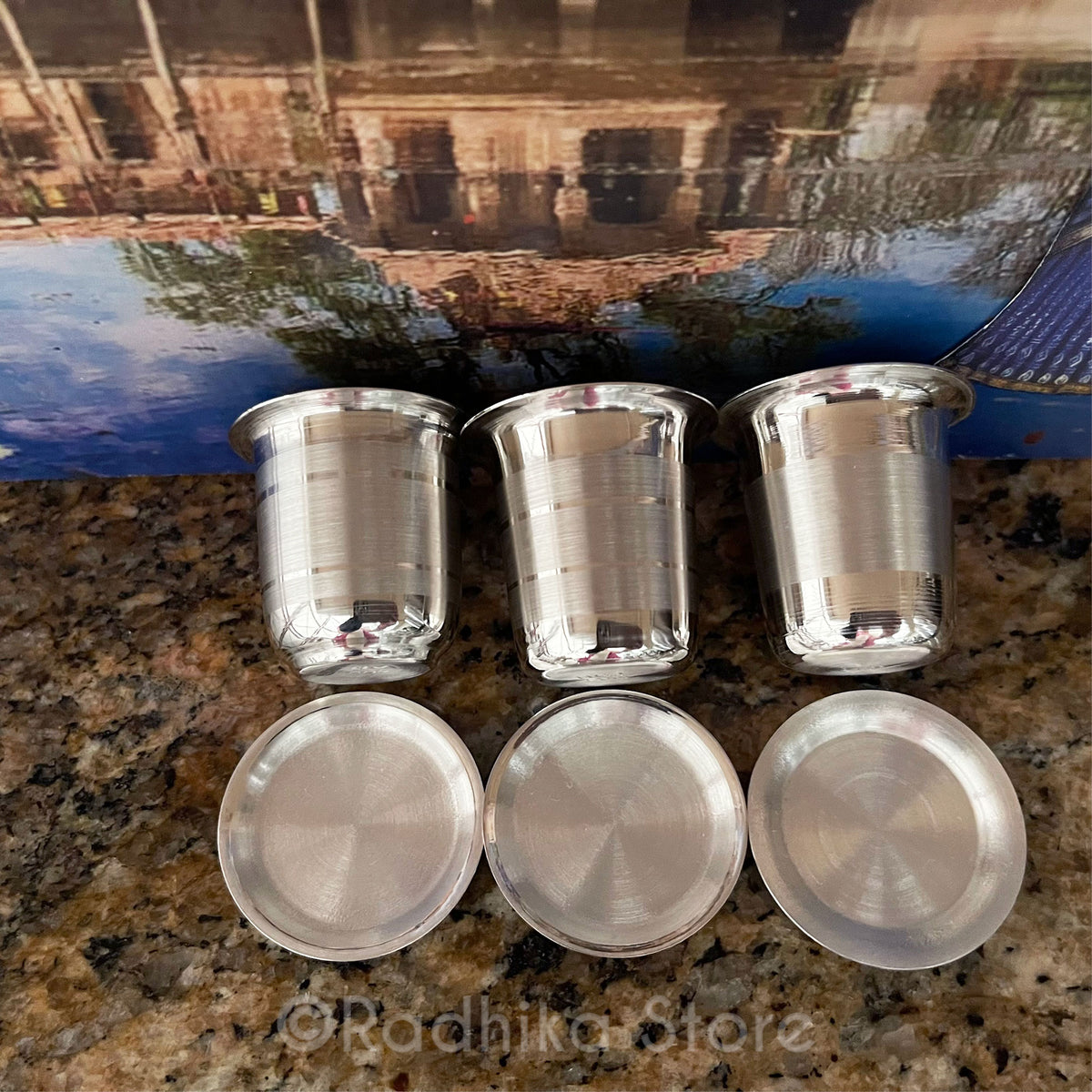 Silver Deity Water Cups With a Stripe - 1.5 Inch - Choose Design
