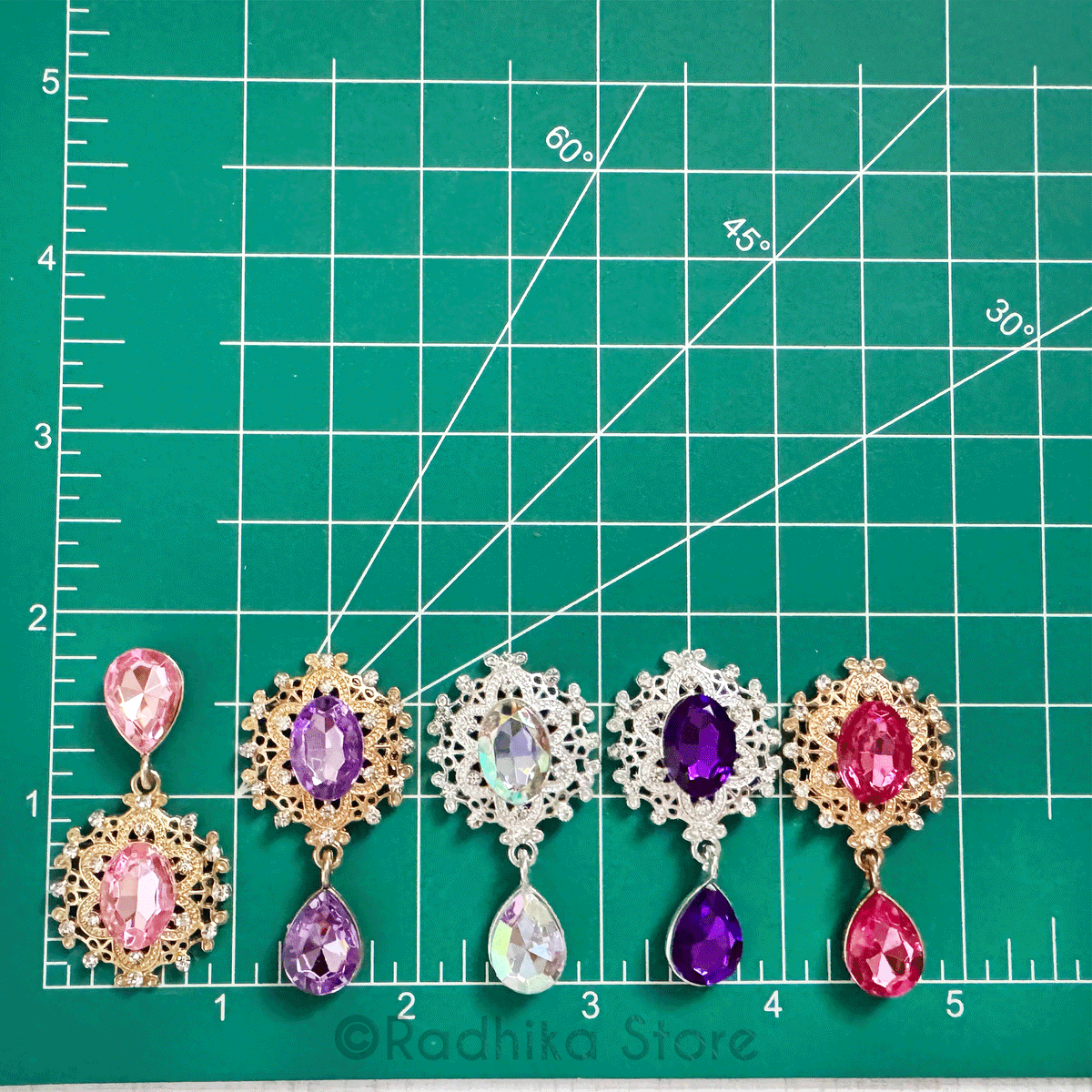 Dangling Teardrop - Flat back Deity Earrings - Purples