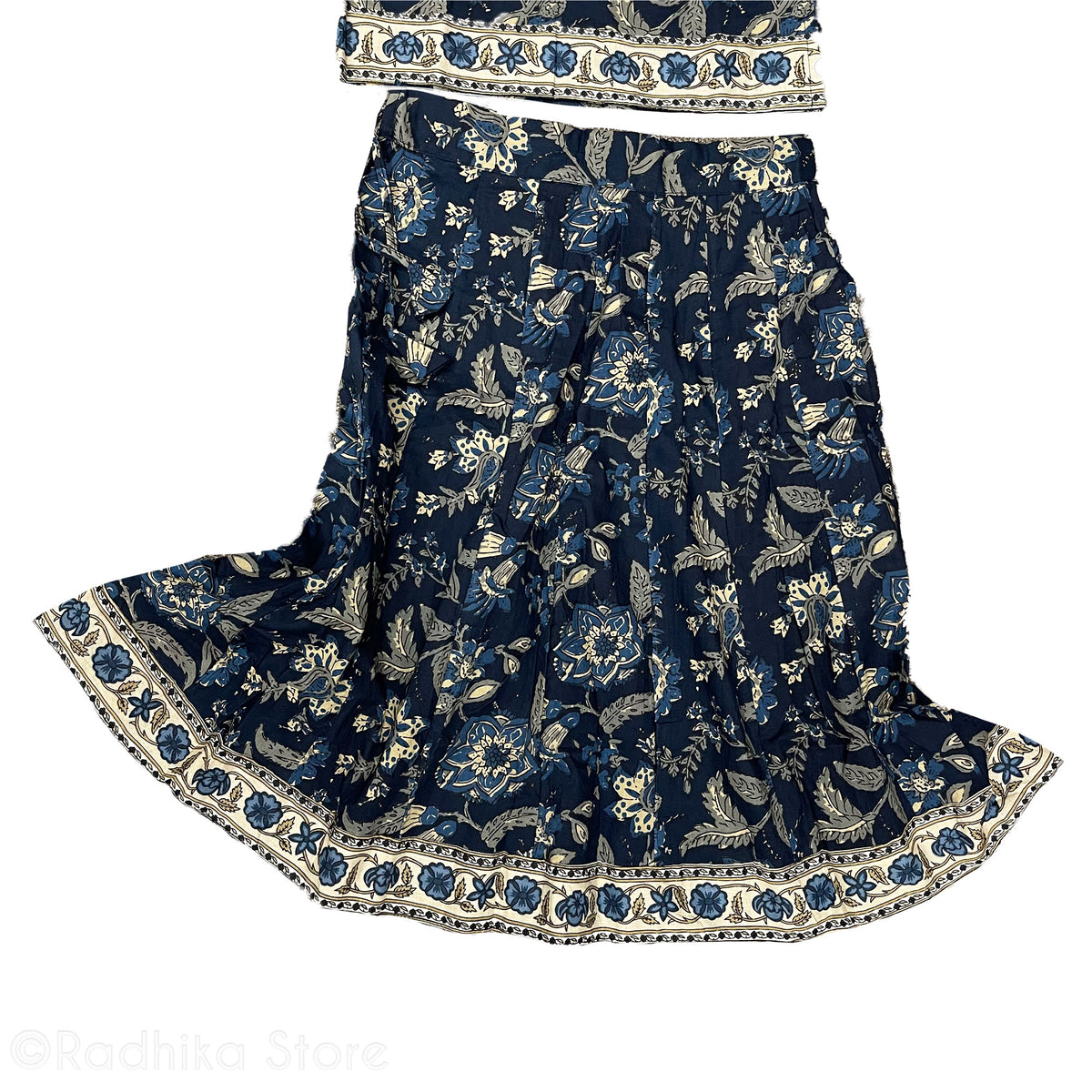Girls Gopi Skirt Outfit - Yamuna Flowers-Cotton Screen Print