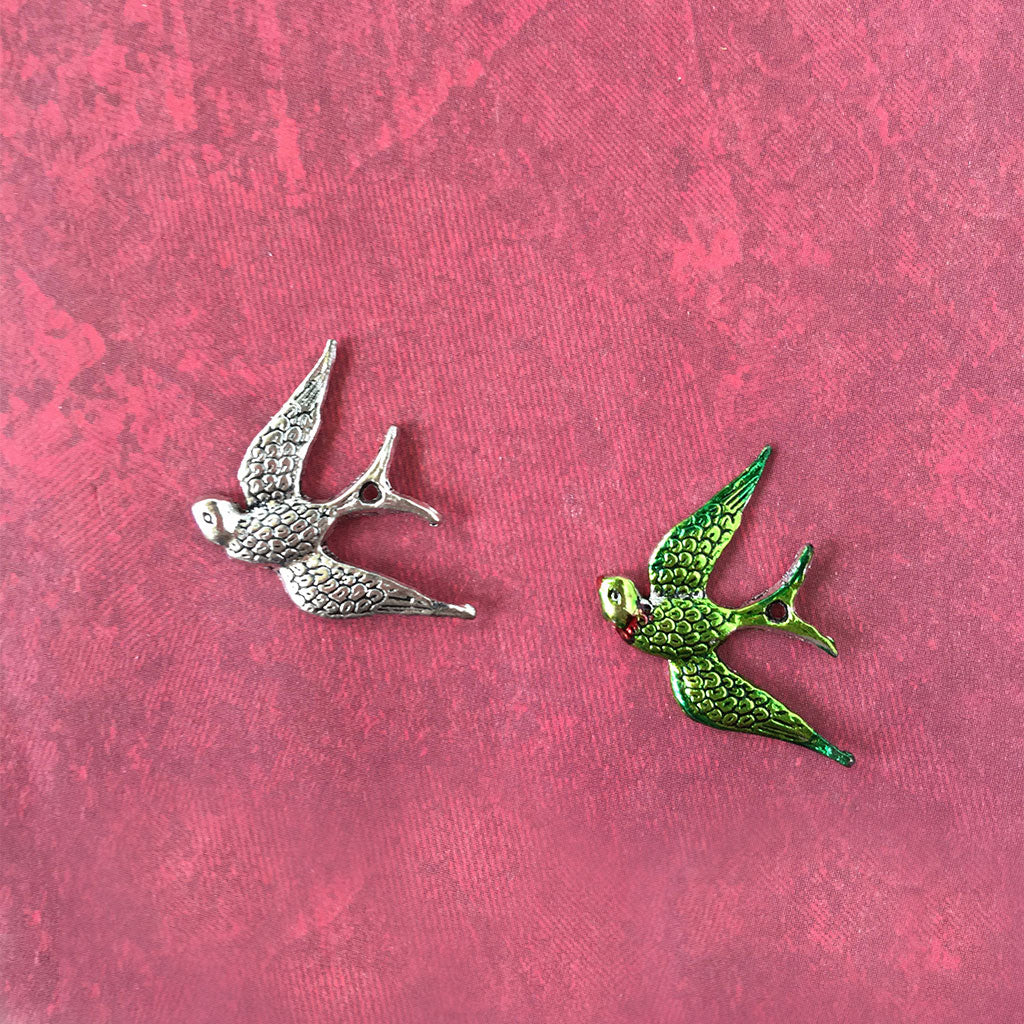 Vrindavan Parrots - Grey or Green - Pendant/Charm