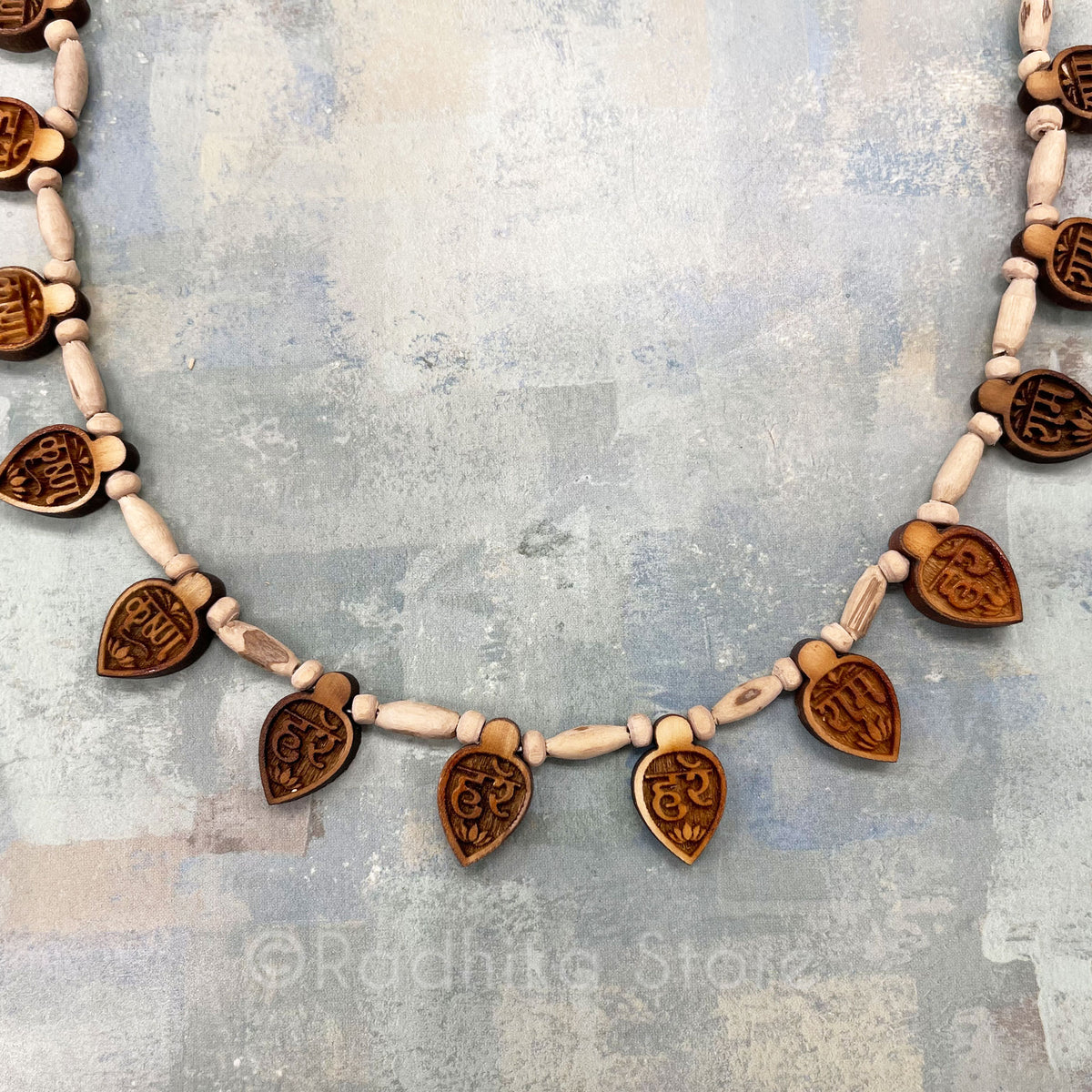 16 Petals Maha Mantra Lotus - Golden Brown - Tulsi Necklace-