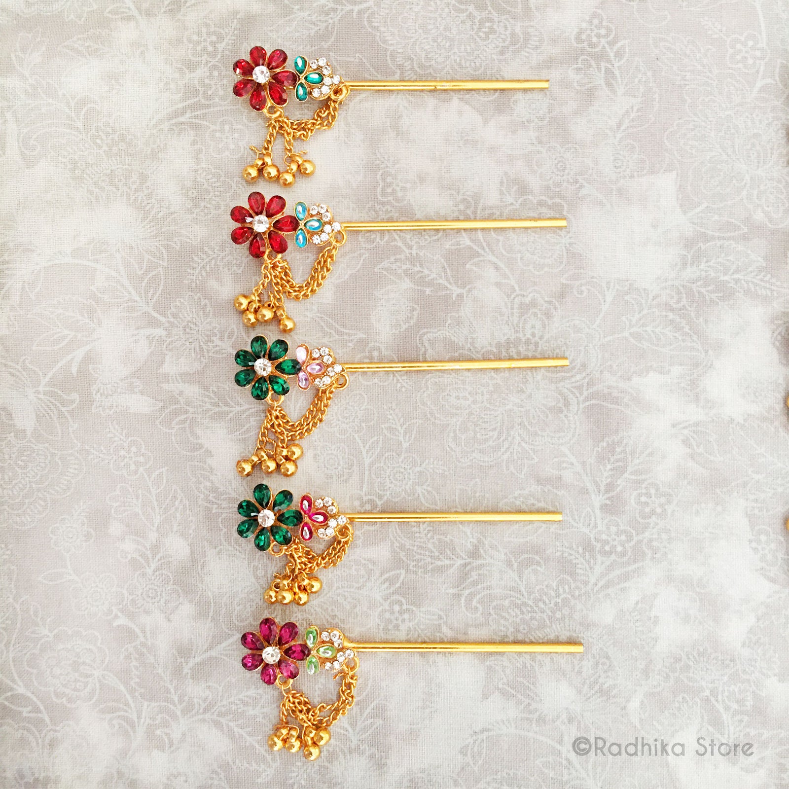 Vrindavan Flower With Bells and Bees - Choose Color - Red - Green - Purple - Size 3.2 Inch