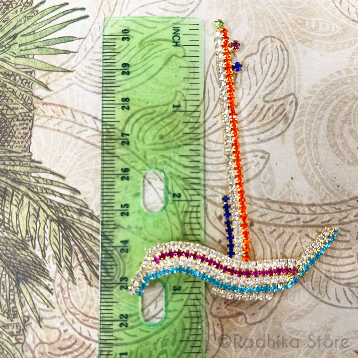 Baladeva Plough With Multi Color Rhinestones- Size Small 3 inch