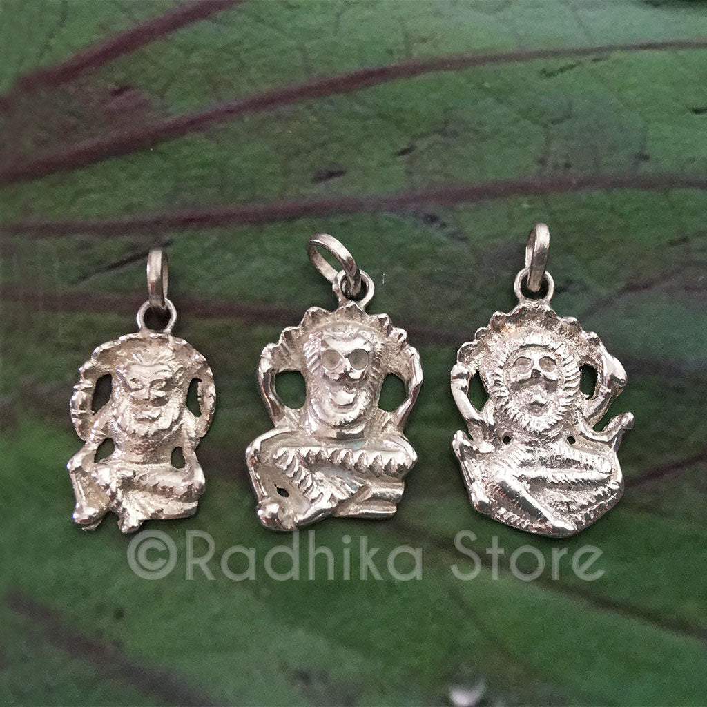 Sitting Ahobilam Narasimhadeva -  Silver Pendant- 3 Designs