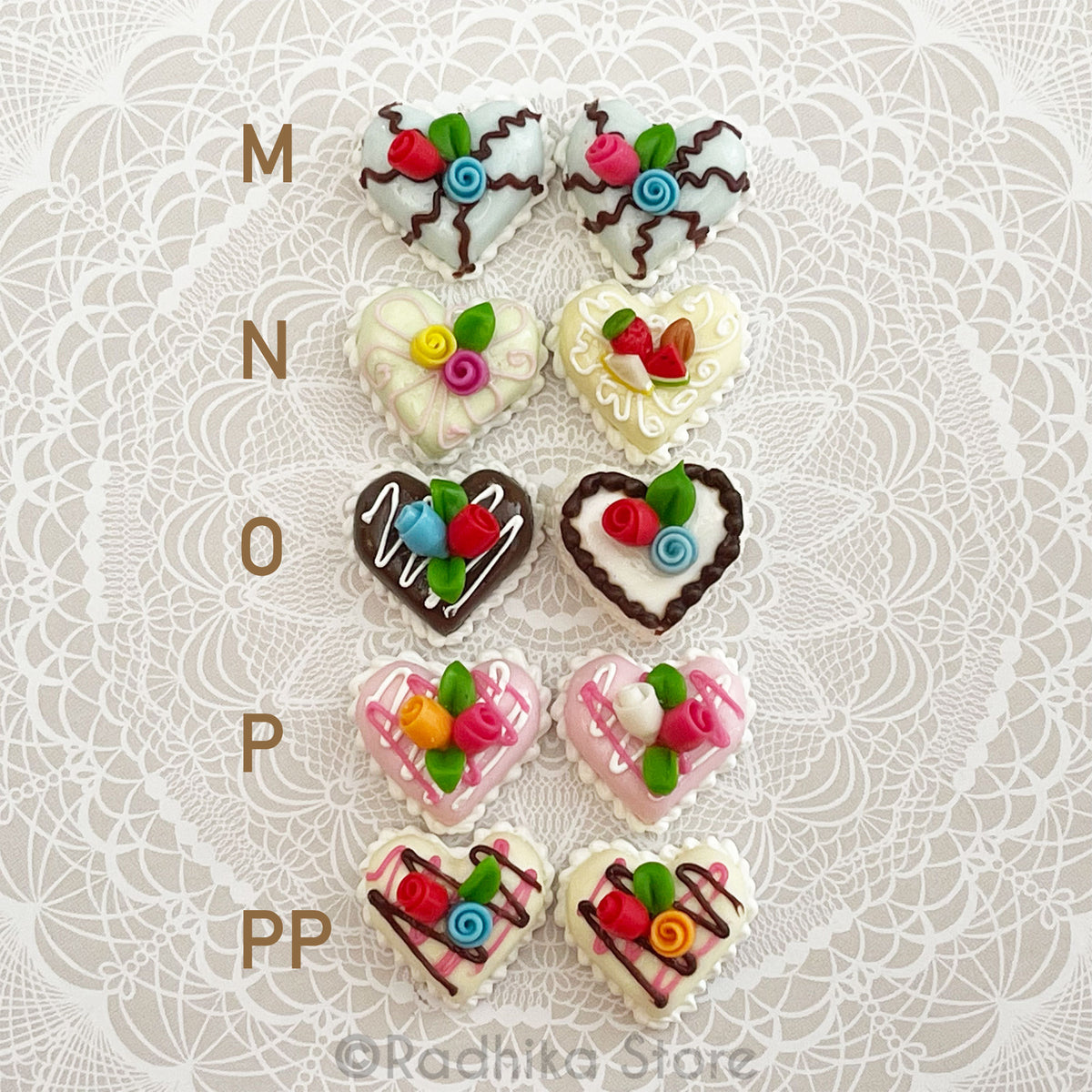 Tiny Sweet Heart Cake - Festival Rose - Choose - Set of 2