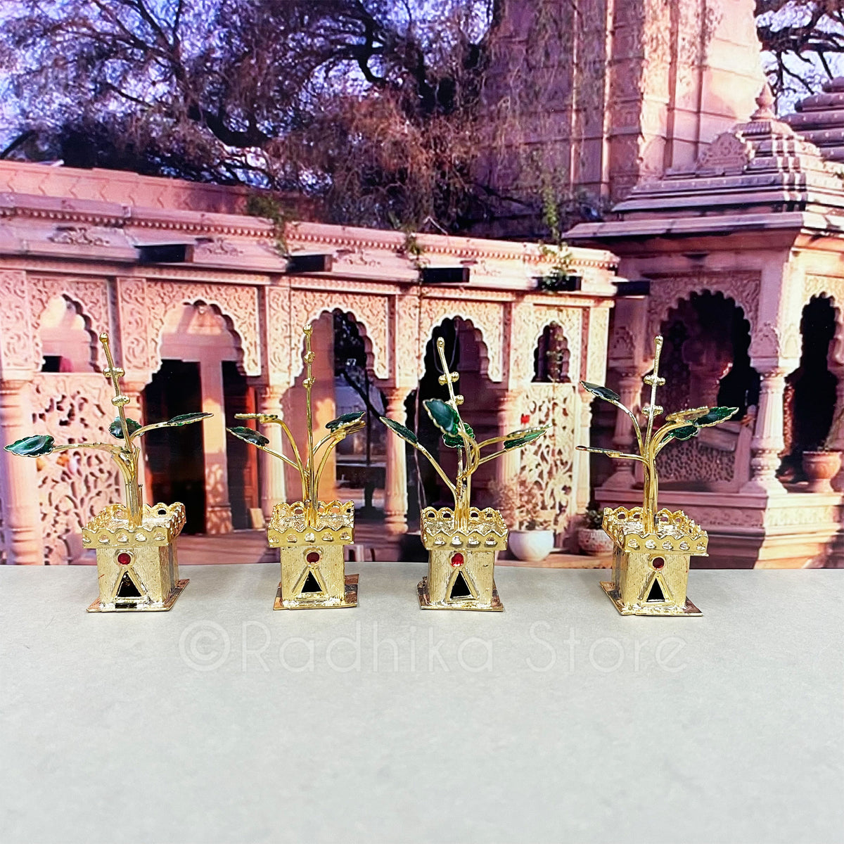 Gold Plated Silver - Tulsi Plant Replica for Altar