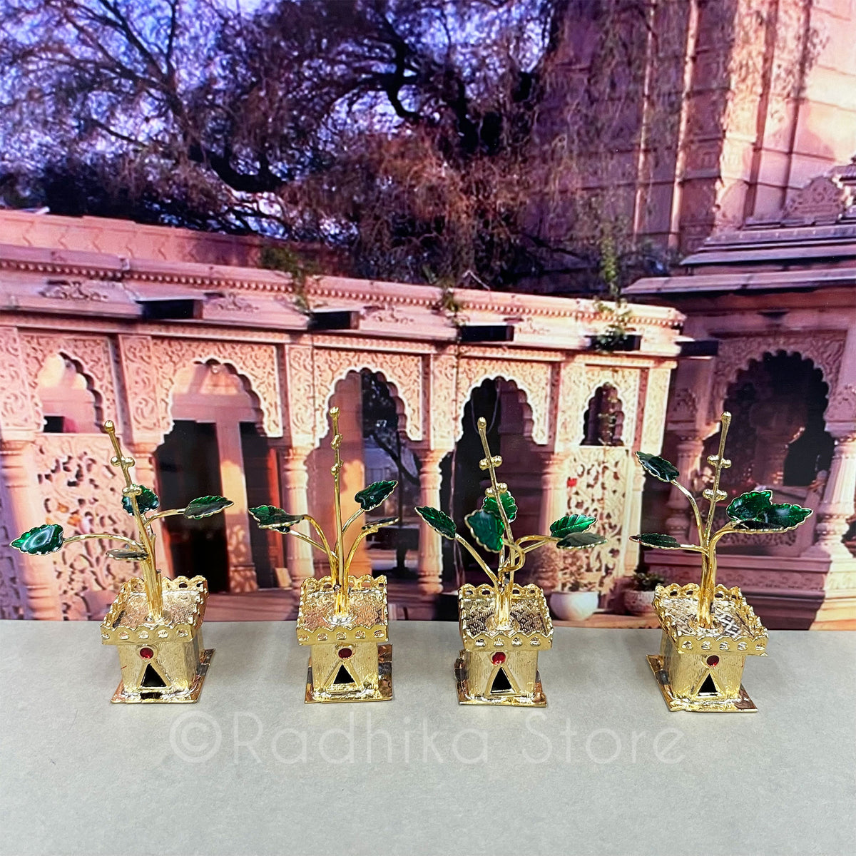 Gold Plated Silver - Tulsi Plant Replica for Altar