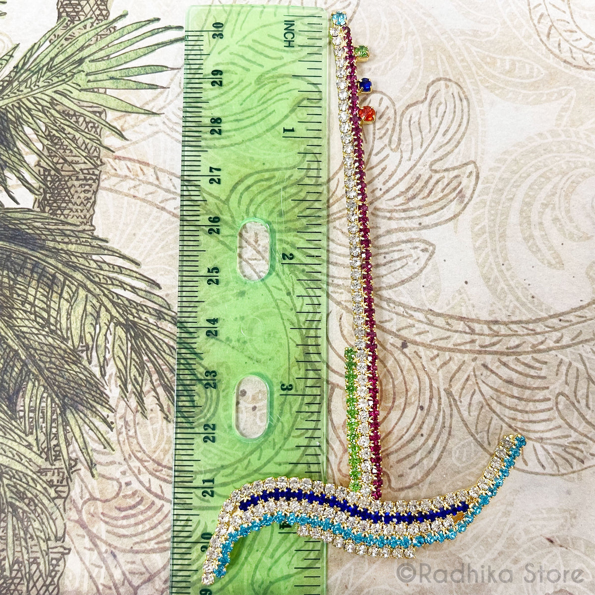 Baladeva Plough With Multi Color Rhinestones- Size Medium 4 inch