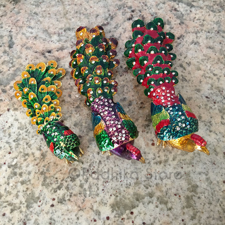 Colorful Jeweled Govardhana Peacocks - Hidden Treasure- Choose Color
