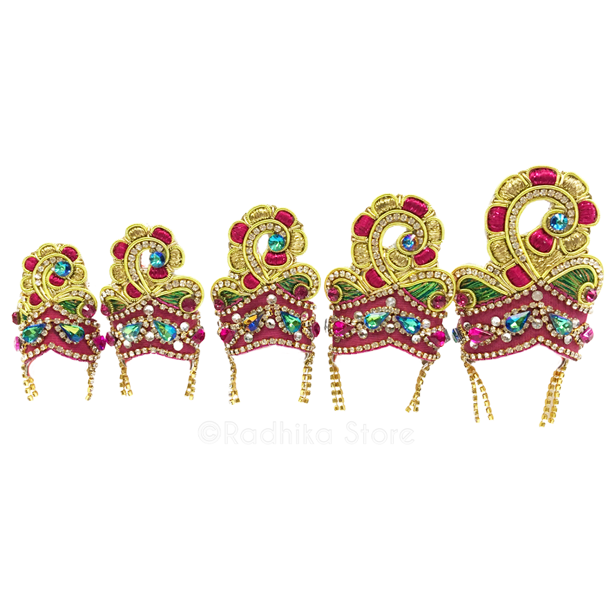 Royal Rani Peacock Deity Crown Necklace Set-Pink Green and Teal