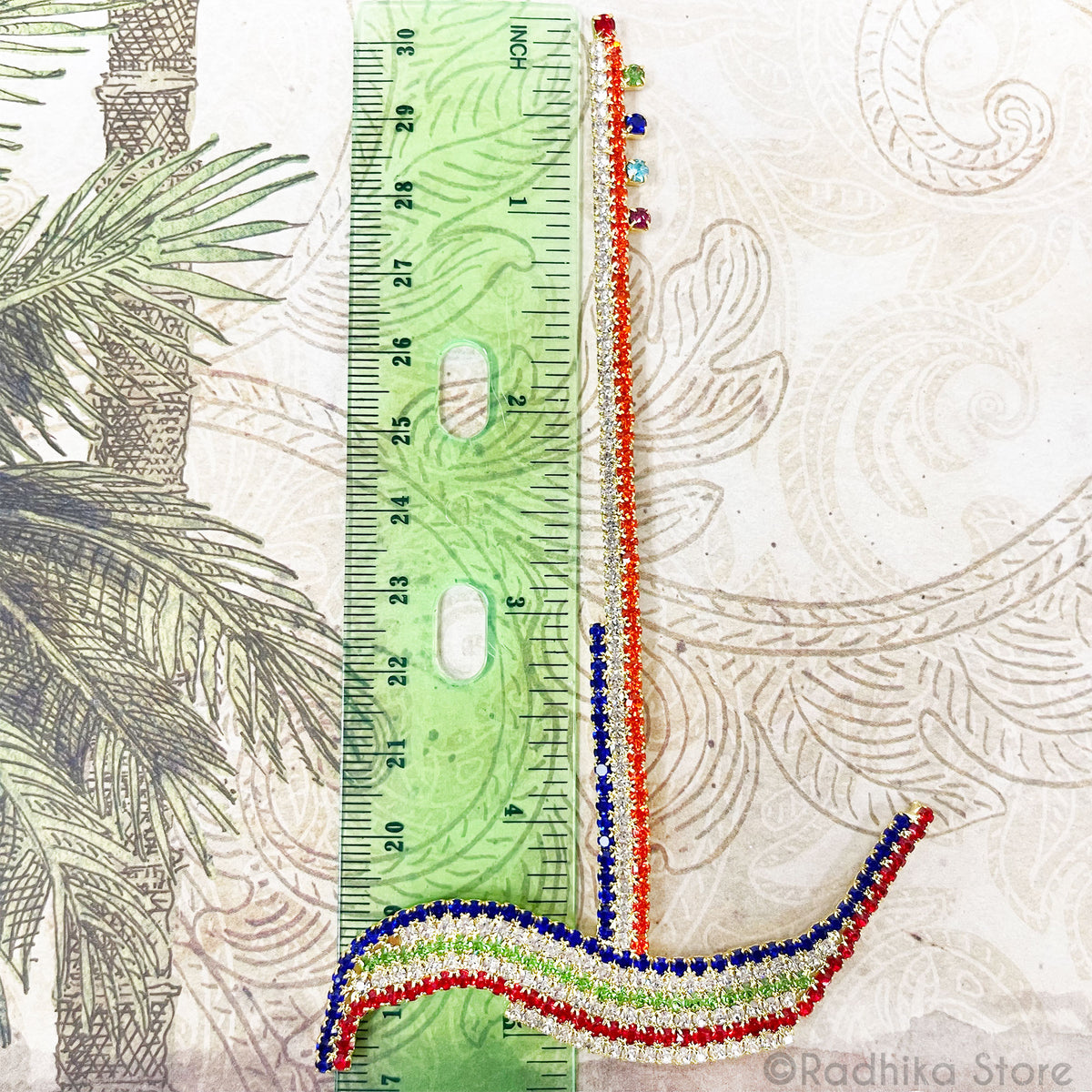Baladeva Plough With Multi Color Rhinestones- Size Large 5inch