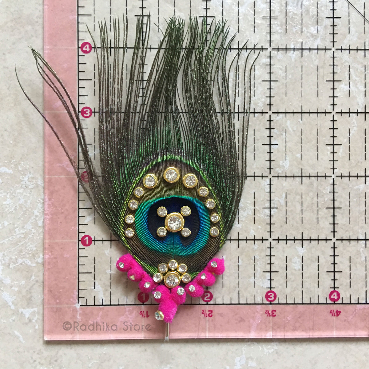 Extra Large Crystal Peacock Feathers -Marigold Color