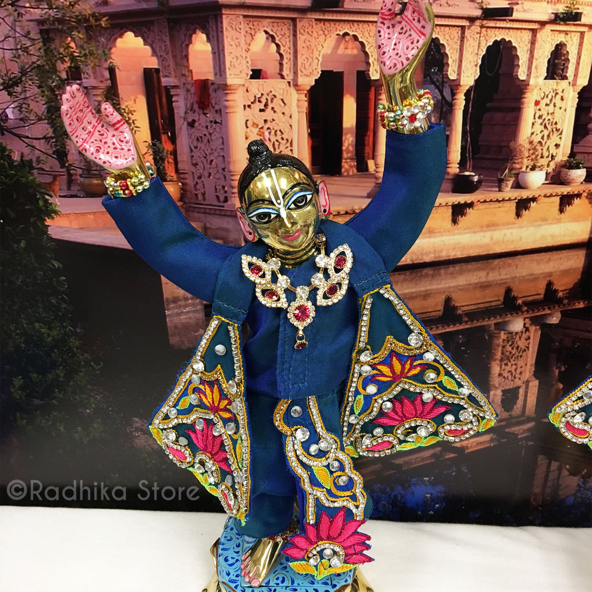 Butterfly Rhinestone Deity Necklace- Sapphire Teal  Fuchsia