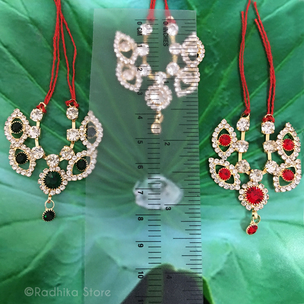 Butterfly Emerald Diamond Ruby Rhinestone Deity Necklace- Emerald Diamond Ruby