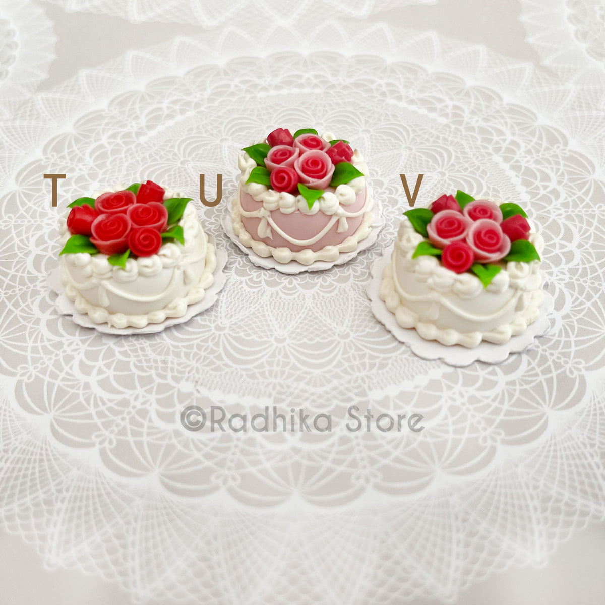 Small Round Cakes- Scalloped Rose Bouquet - Choose Cake