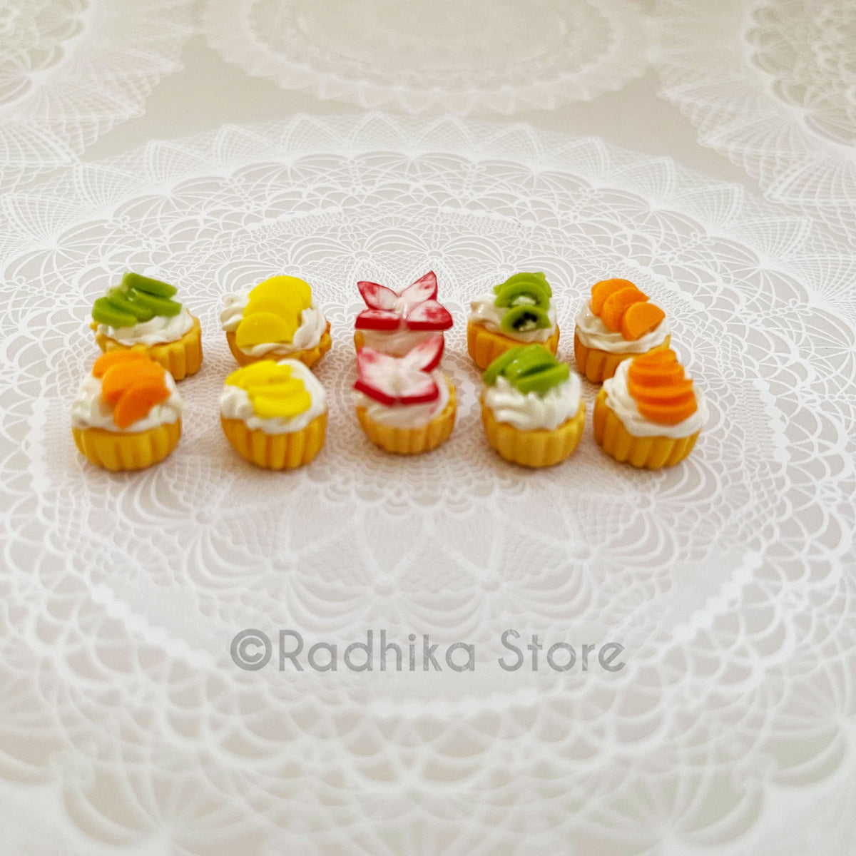 Tiny Fruit Cupcakes - Choose Fruits - Set of 2