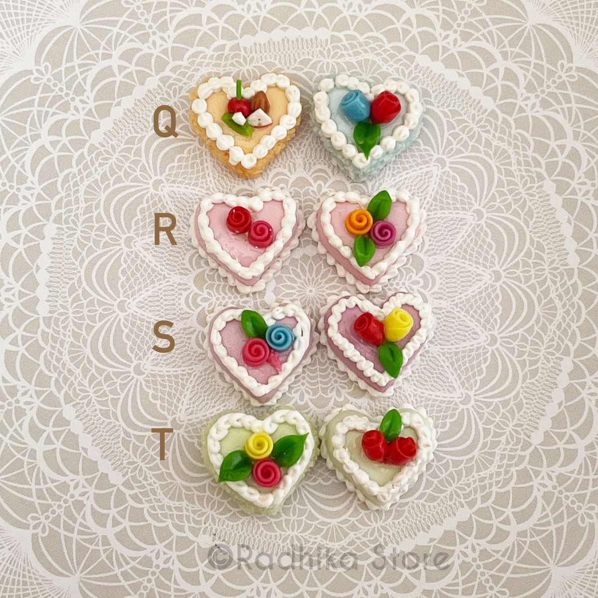 Tiny Sweet Heart Cake -Frosty Rose - Choose - Set of 2 -
