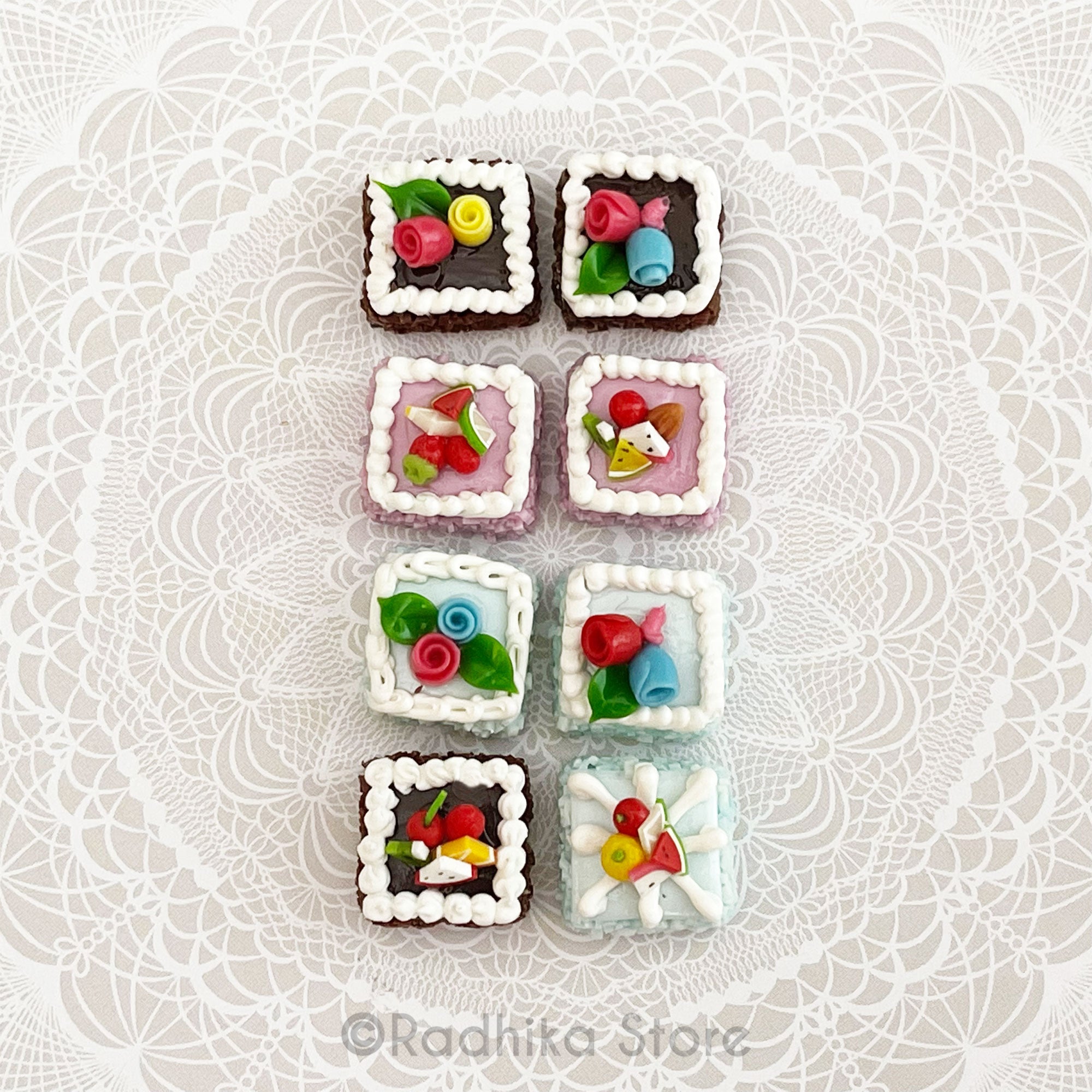 Tiny Frosty Square Cakes - Choose- Set of 2