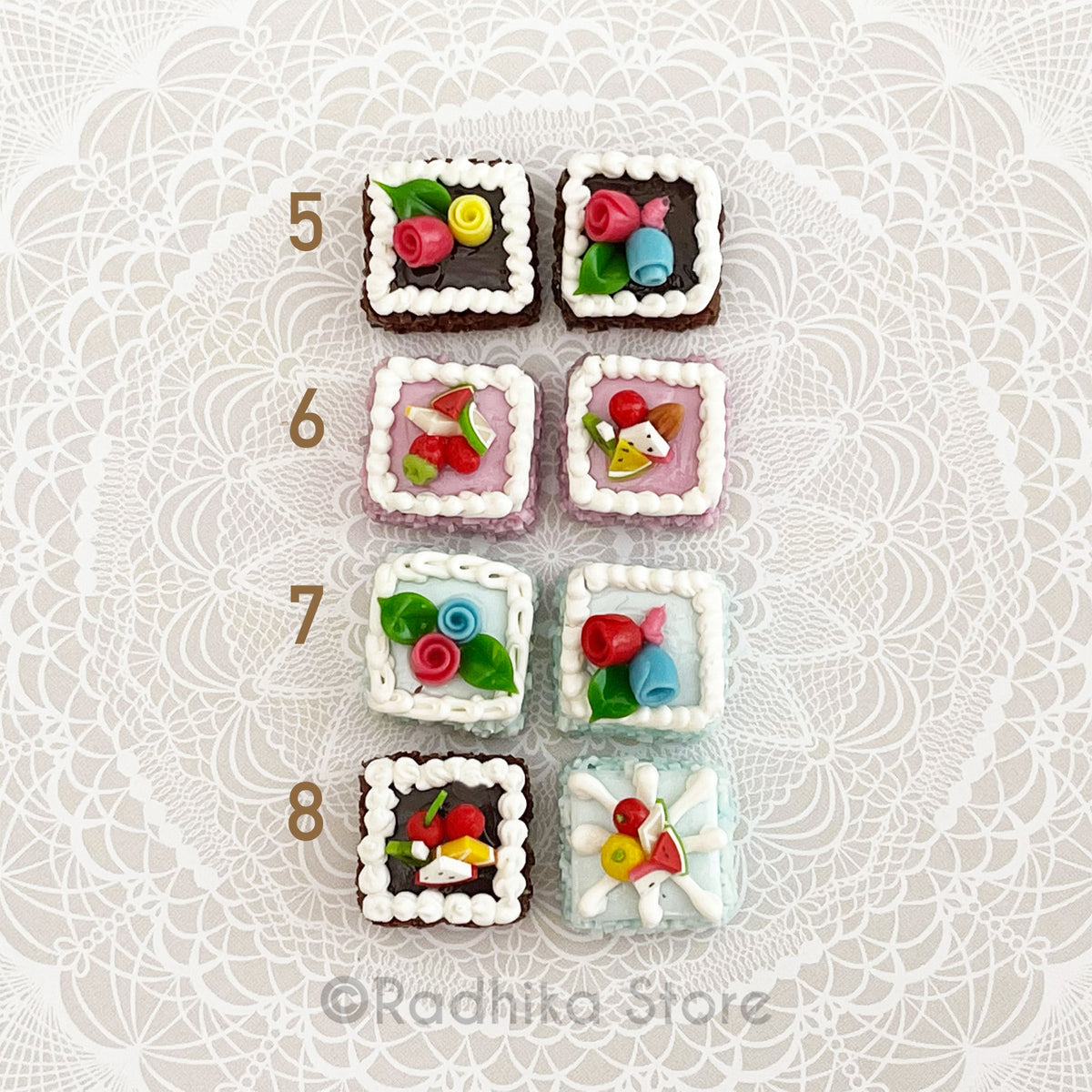 Tiny Frosty Square Cakes - Choose- Set of 2