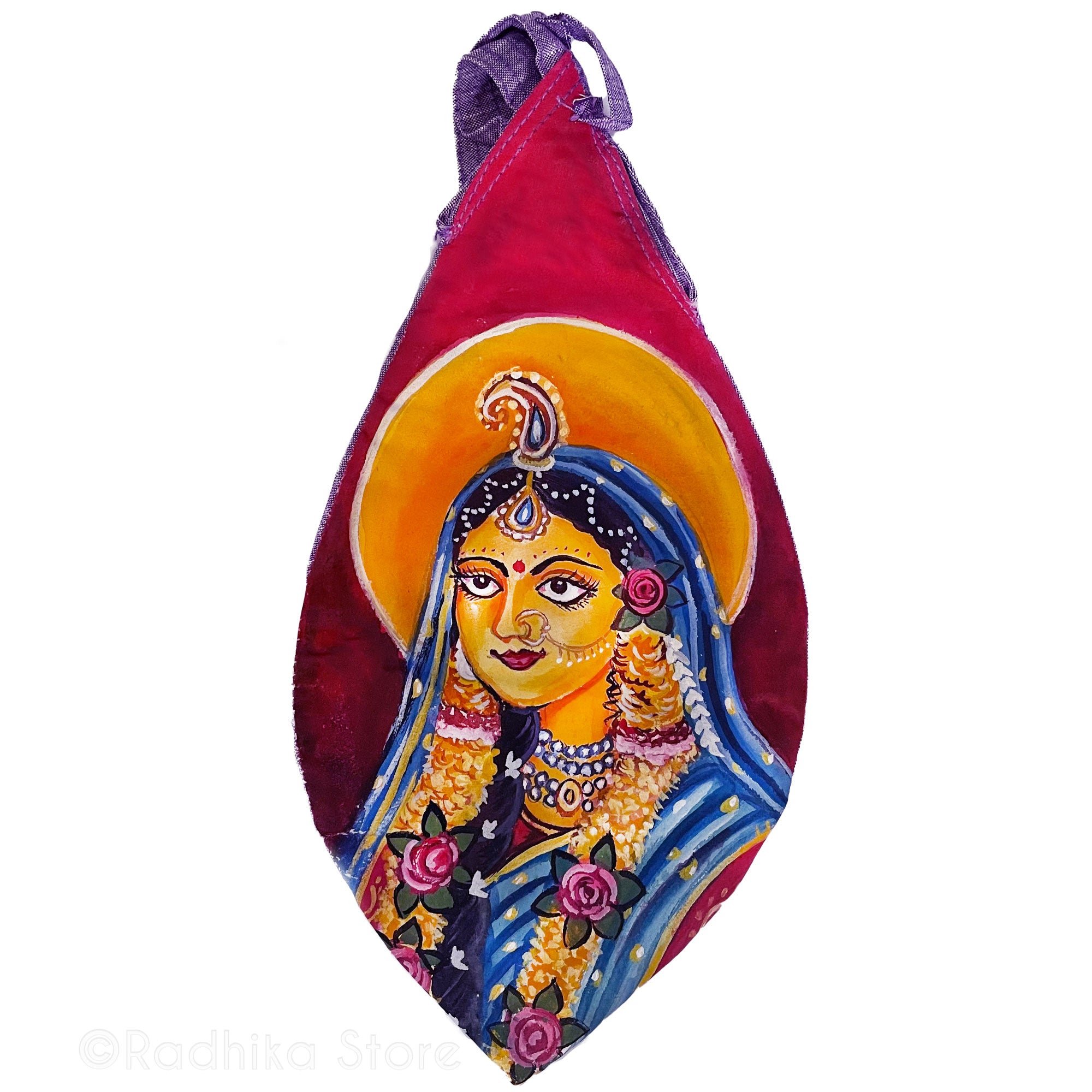 Barsani Wali Sri Radhe - Hand Painted  Jute - Bead Bag- Choose Bag