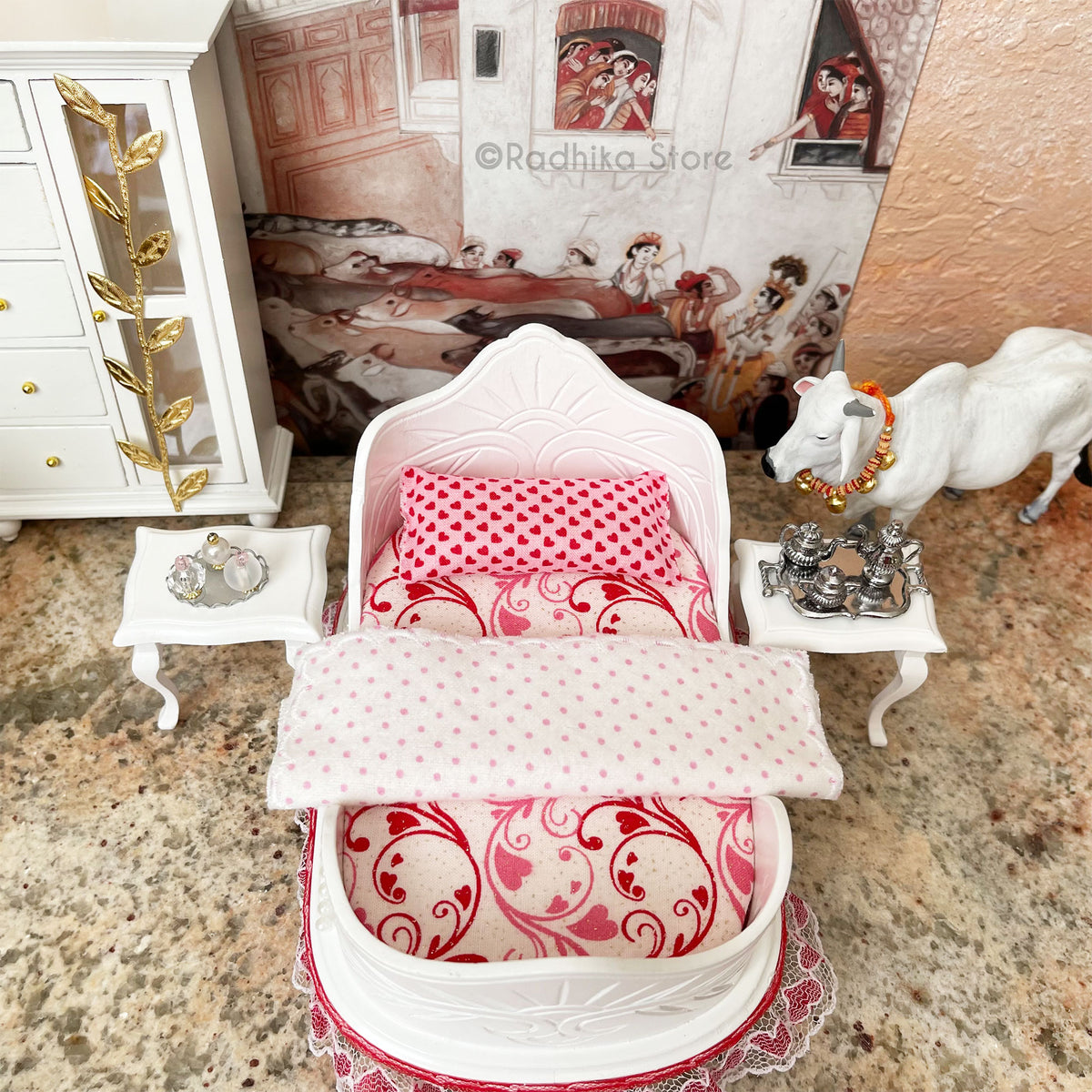 Sweet Heart Madhuram Bed - Pure White Finish