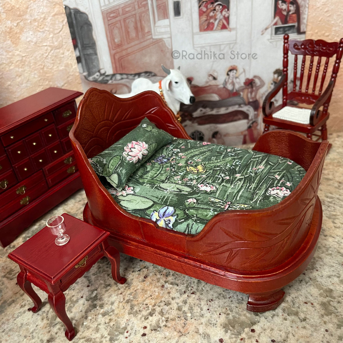 Miniature Tall Back  Rocking Chair For Srila Prabhupada- Choose Finish