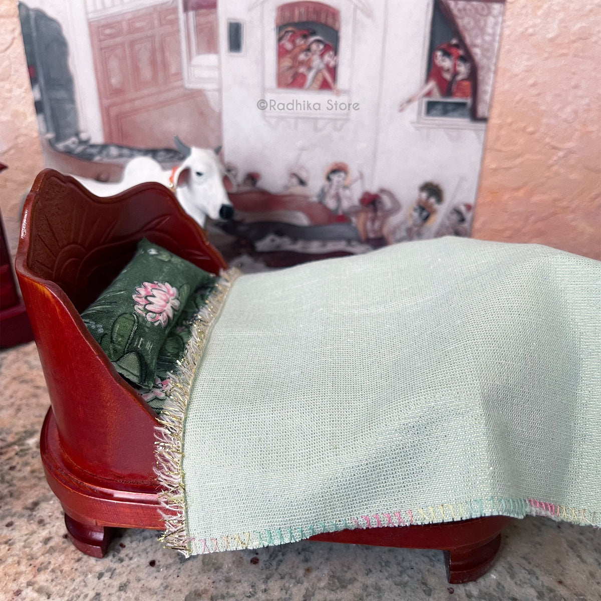 Sacred Lotus Pond- Manjari Sunshine Bed - Cherry Finish