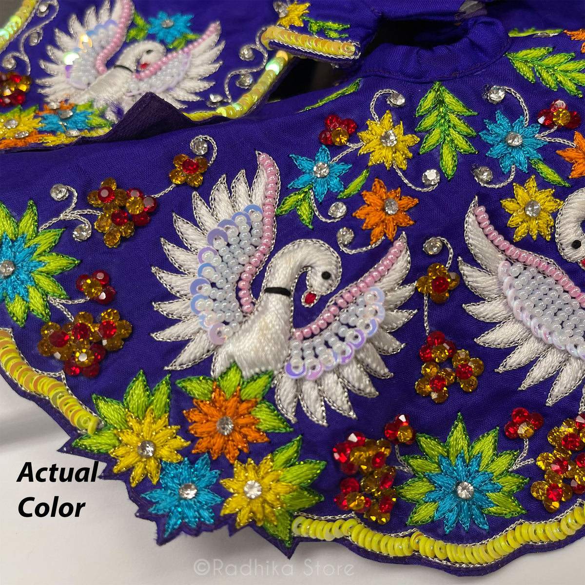 Evening Radha Kund - All Silk - Deep Purple Multi Color - Radha Krishna Deity Outfit