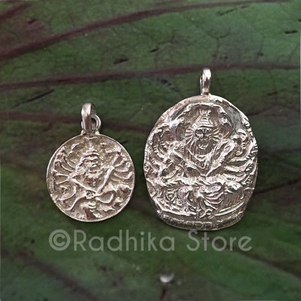 Ahobilam Narasimhadeva Relic Style -  Silver Pendant- 2 Sizes