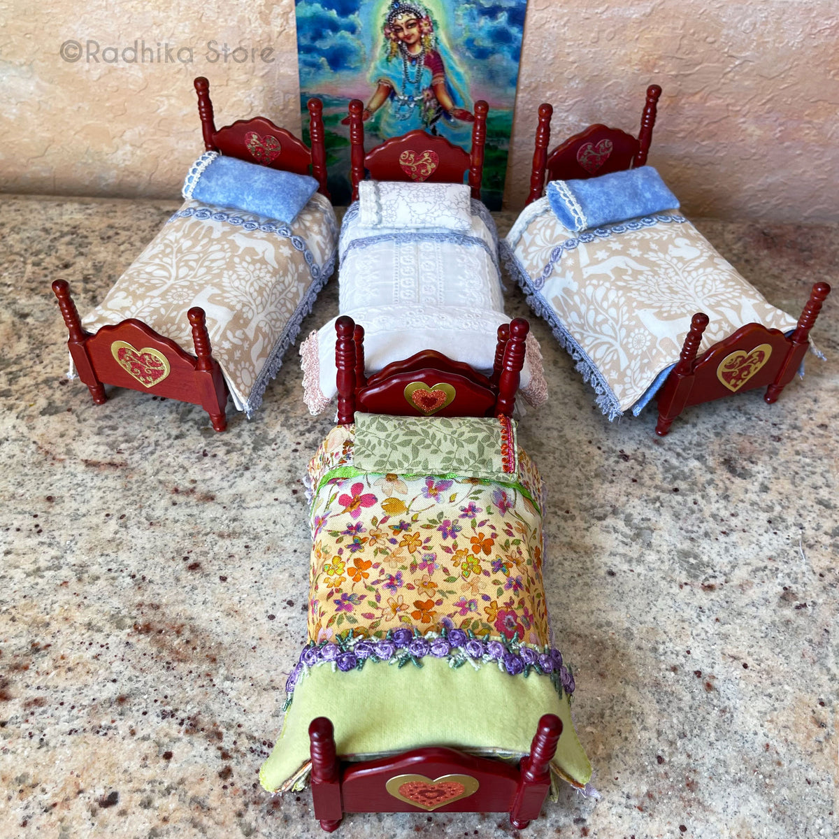 Little Vrindavan Forest Flowers-Mahogany Poster Bed