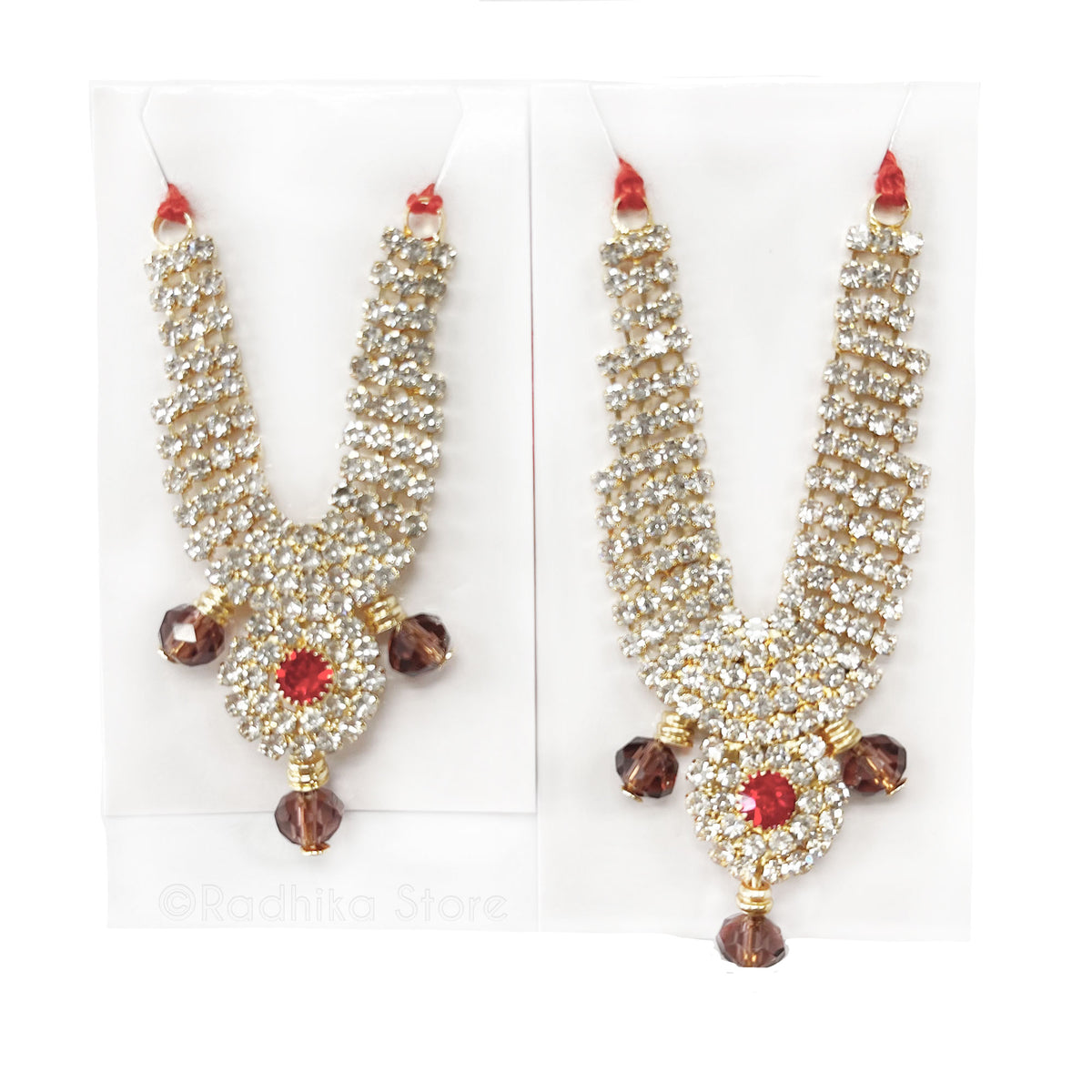 Braj Mandala-Smokey Quartz - Rhinestone Deity Necklace-Choose Size