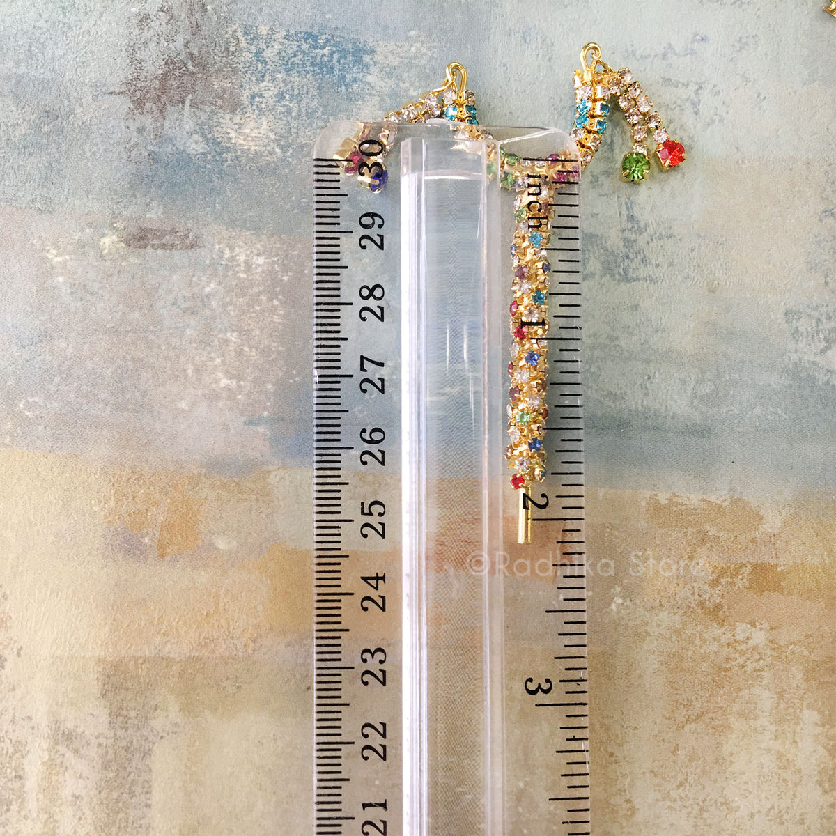 Lord Krishna&#39;s Armrest With Multi Color Rhinestones- 2 1/4 to 3 Inch