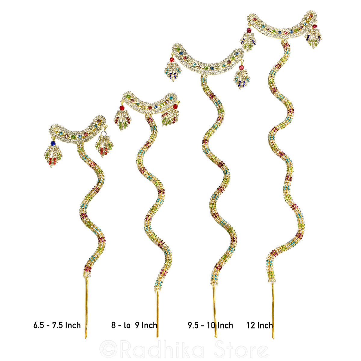 Lord Krishna&#39;s Armrest With Multi Color Rhinestones- 8 to 9 Inch