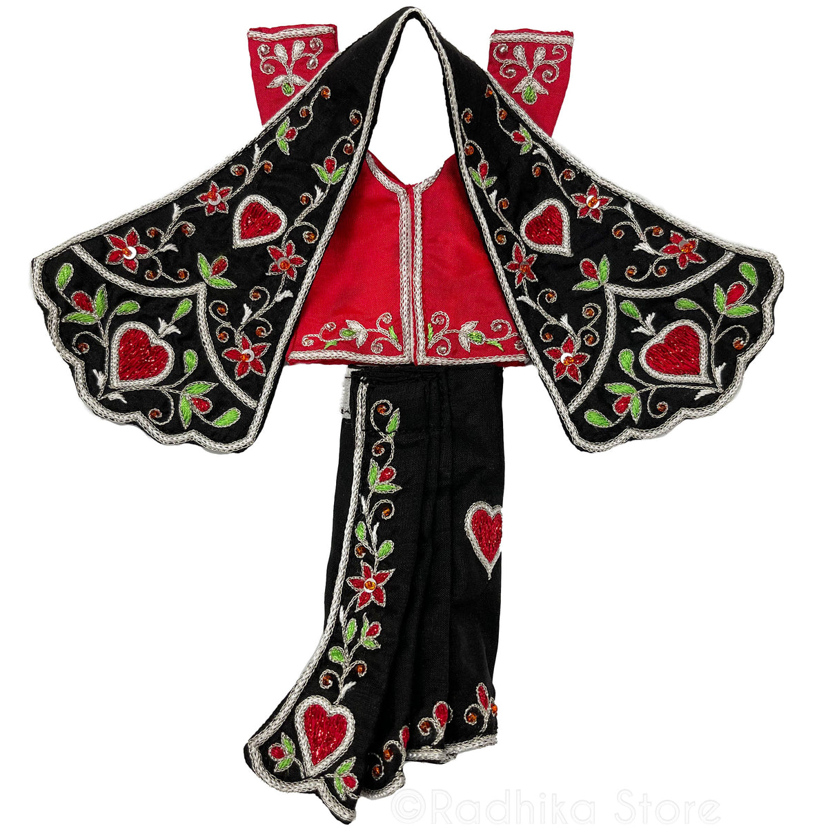 Bhakti Lata Bija - All Silk - Black with Red Kurtas - Gaura Nitai Deity Outfit