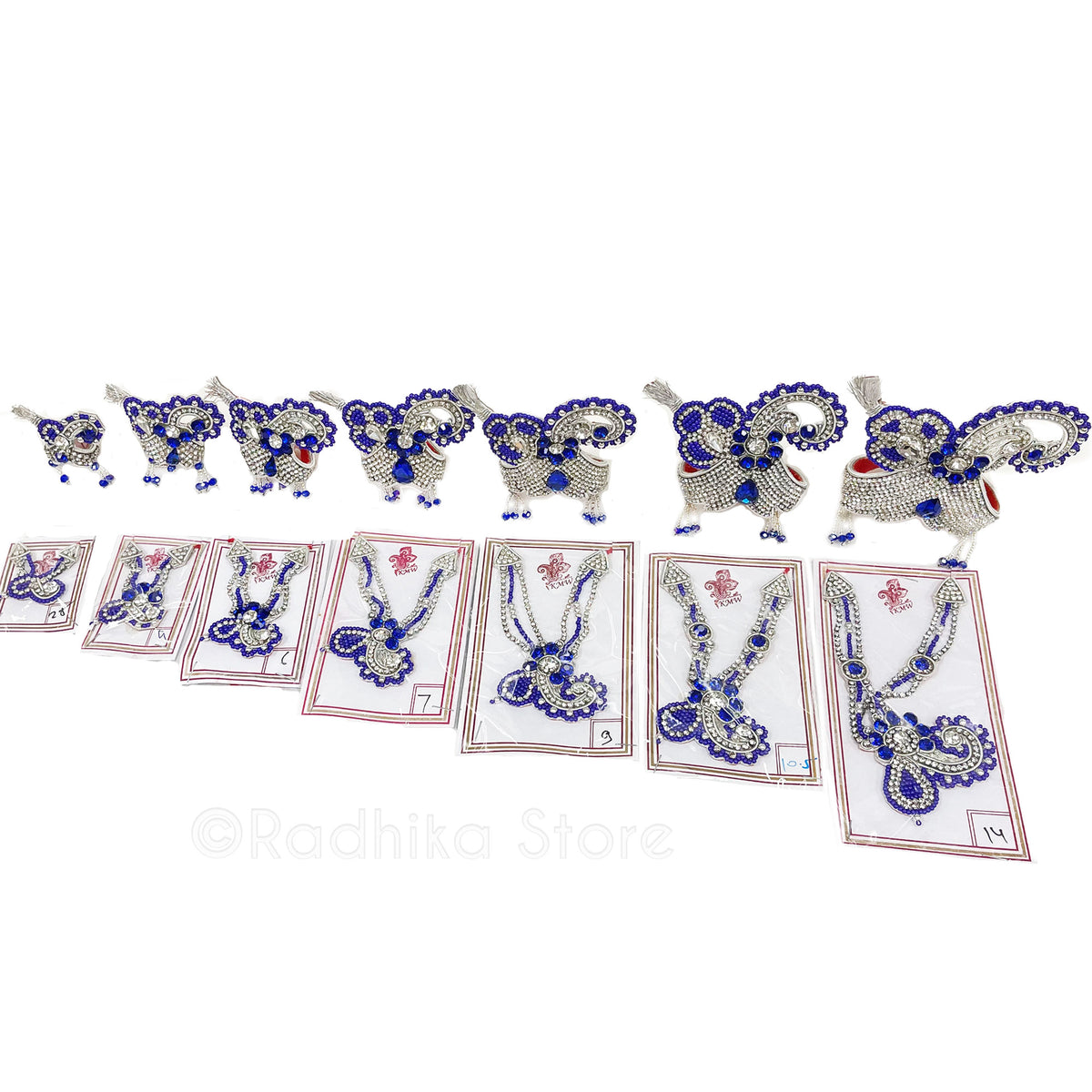 Sparkling Sapphire Blue - Deity Crown and Necklace Set