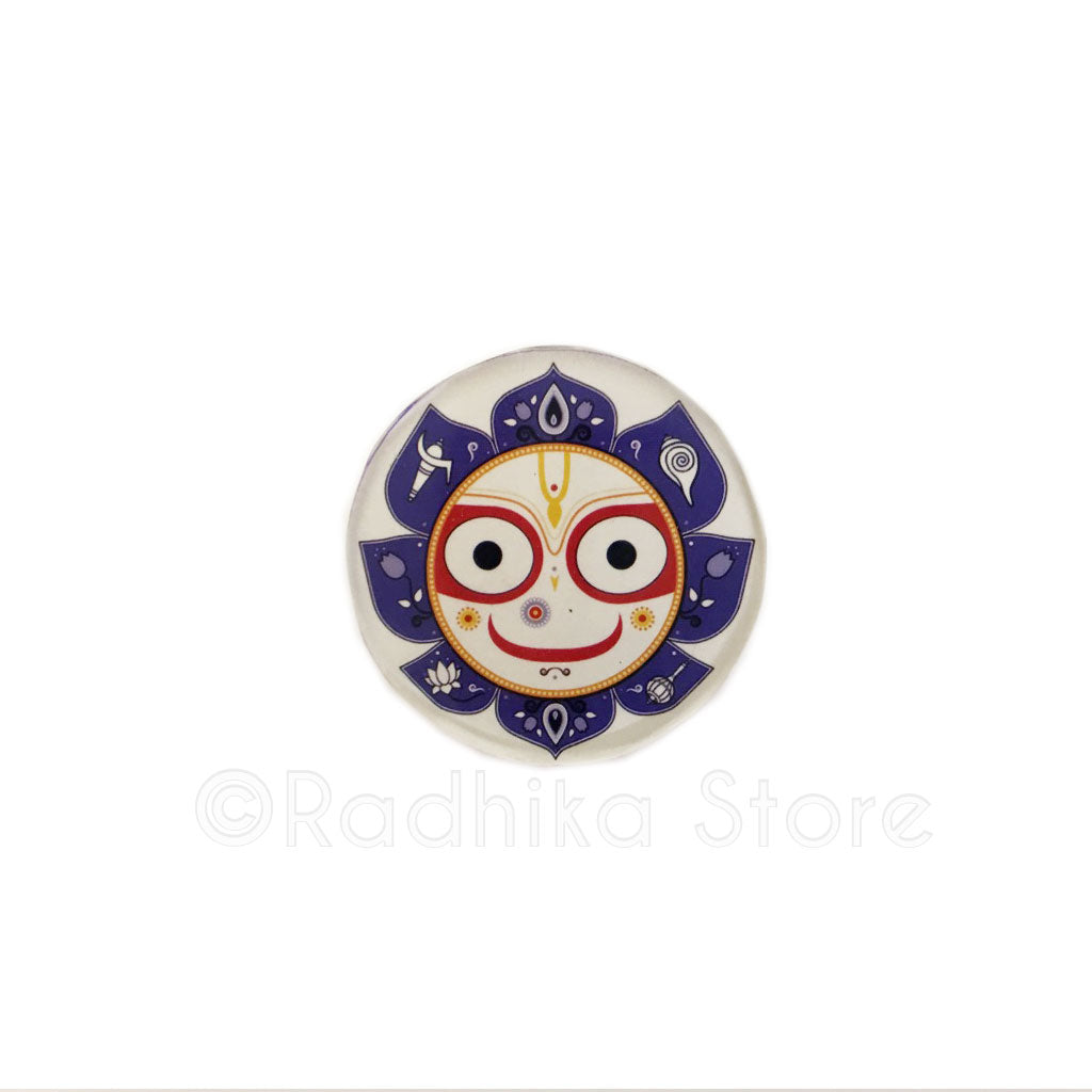 Lord Baladeva Blue Lotus Acrylic Button