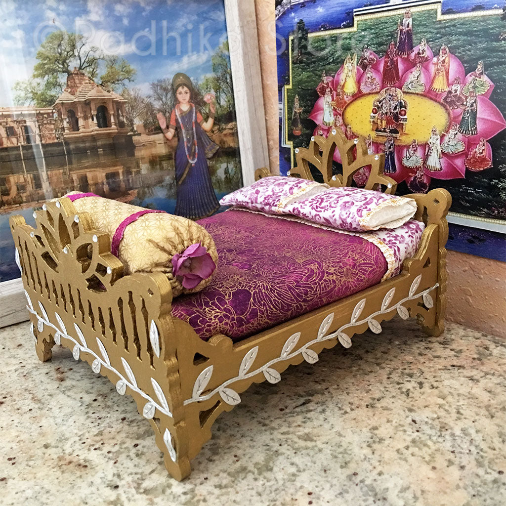 Golden Vrindavan Lotus Bed - 8" Inch