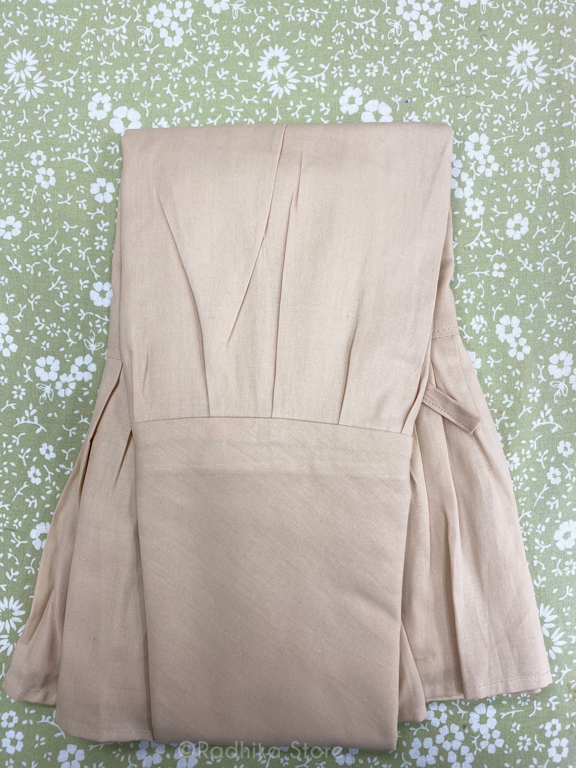 Beige Cotton Petticoat/ Slip - S, M, L, Xl